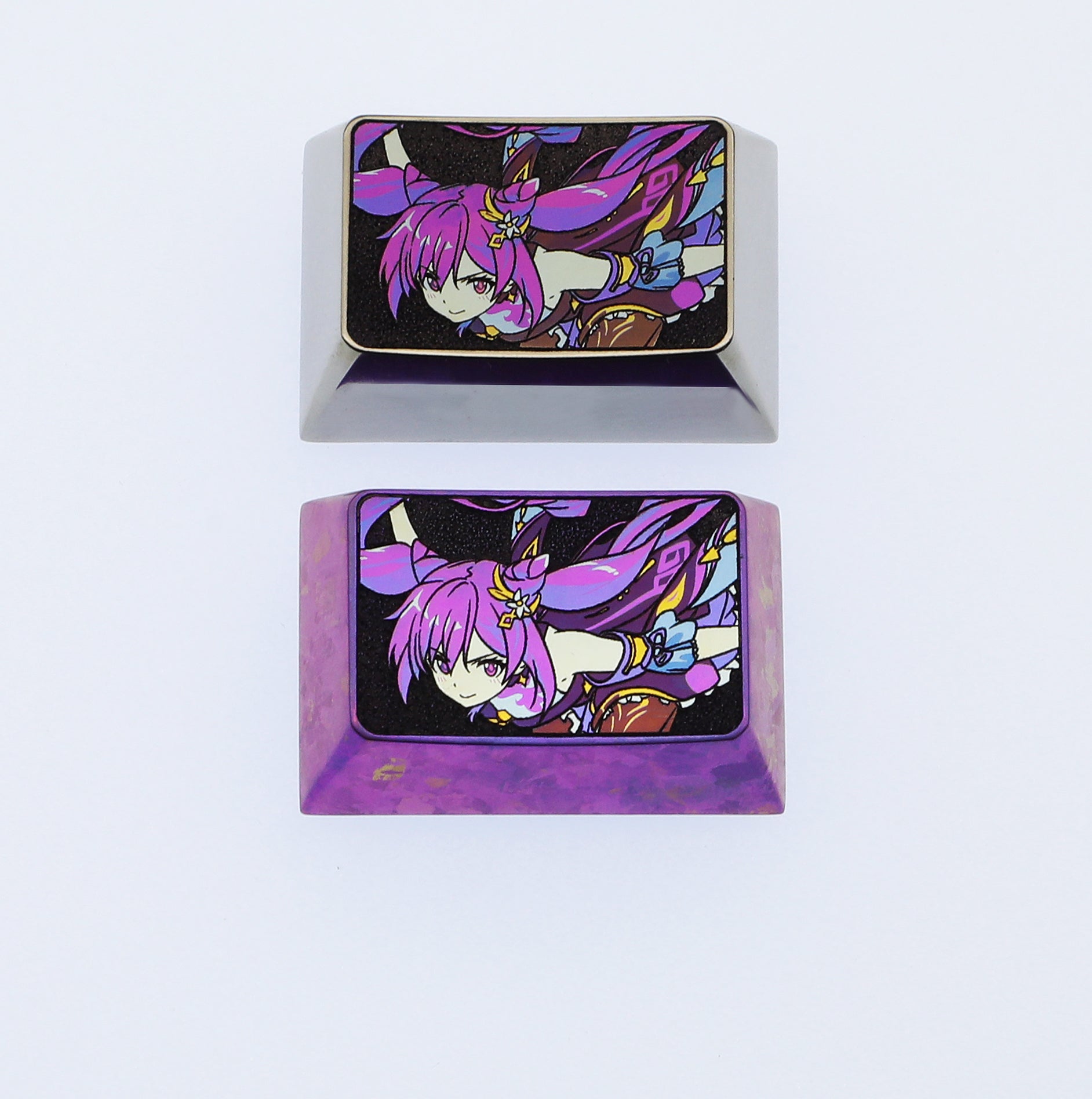 Keqing Titanium Alloy 1.5U Custom Mechanical Keyboard Keycaps - Anime Genshin Impact Themed Keycaps for Gaming & Typing Enthusiasts | Perfect for PC, Mac, and Mechanical Keyboard Customization
