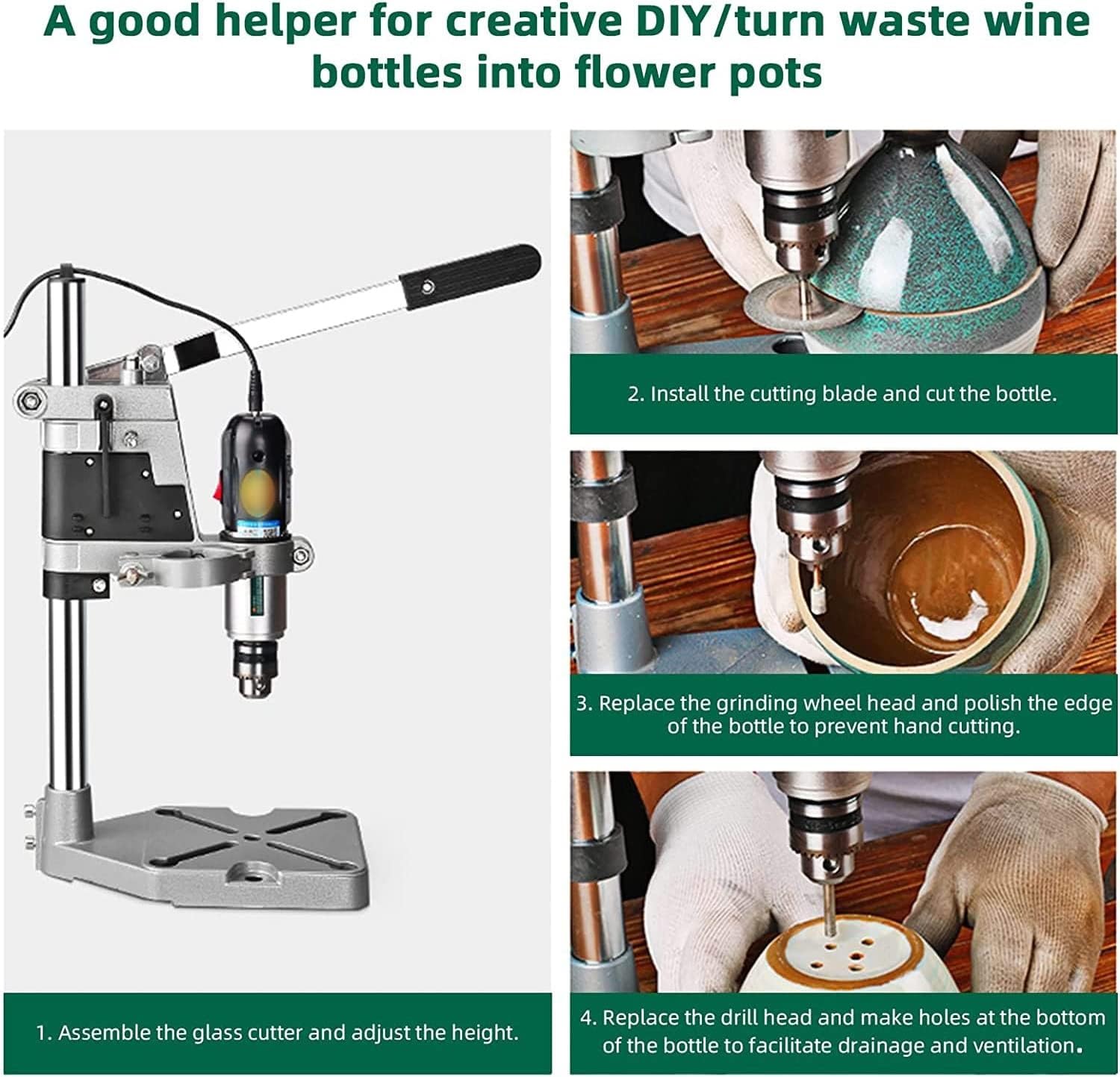 Glass Bottle Cutter Kit with 36PCS Tools - 72W Electric Bottle Cutting Machine & Rotary Tool for Drilling, Sanding, Polishing - DIY Wine Bottle Crafting for Home Decor & Gift Making (Perfect for Glass Recycling Projects & Creative Handicrafts)