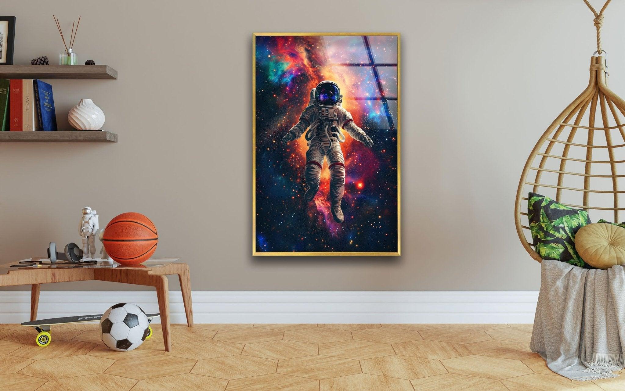 Astronaut in Space Glass Wall Art - Stunning Galaxy Decor for Living Room, Bedroom & Office - Perfect Space Themed Gift for NASA Lovers