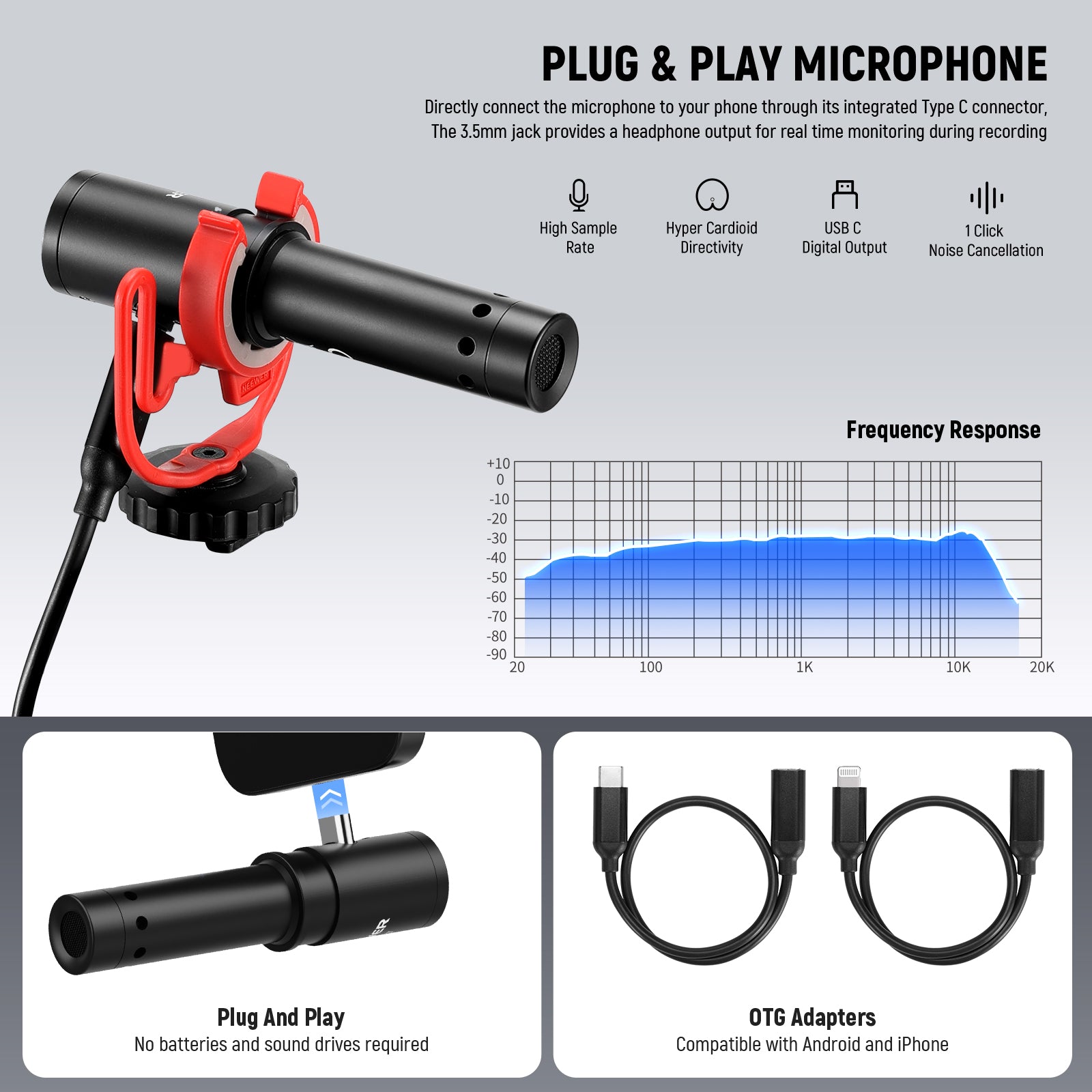 Best NEEWER PA045 Vlogging Kit - LED Light, Selfie Stick Tripod & Microphone for iPhone Android Smartphones - Perfect for YouTube, TikTok & Live Streaming