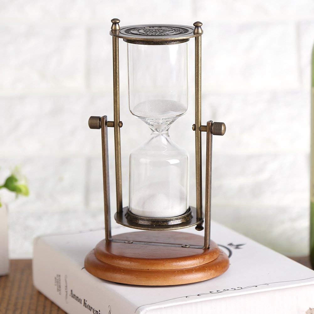 15 Minute Hourglass Sand Timer - 7.5 Inch Vintage Metal Sandglass Decor for Home, Office & Desk - Perfect for Meditation, Cooking, Games & Productivity Tracking
