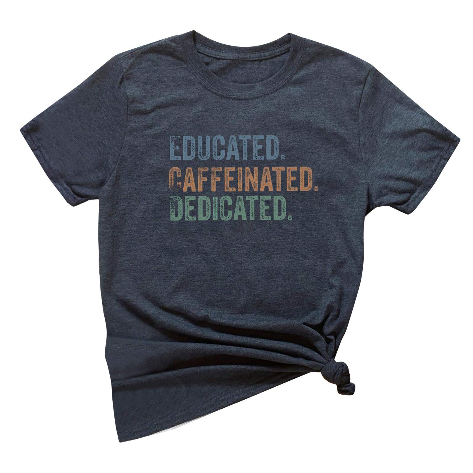Women's Casual Loose Fit Tunic Blouse - Short Sleeve Printed Tee Top with Letter Design for Everyday Wear | Perfect for Office, Weekend Outings & Summer Vacation