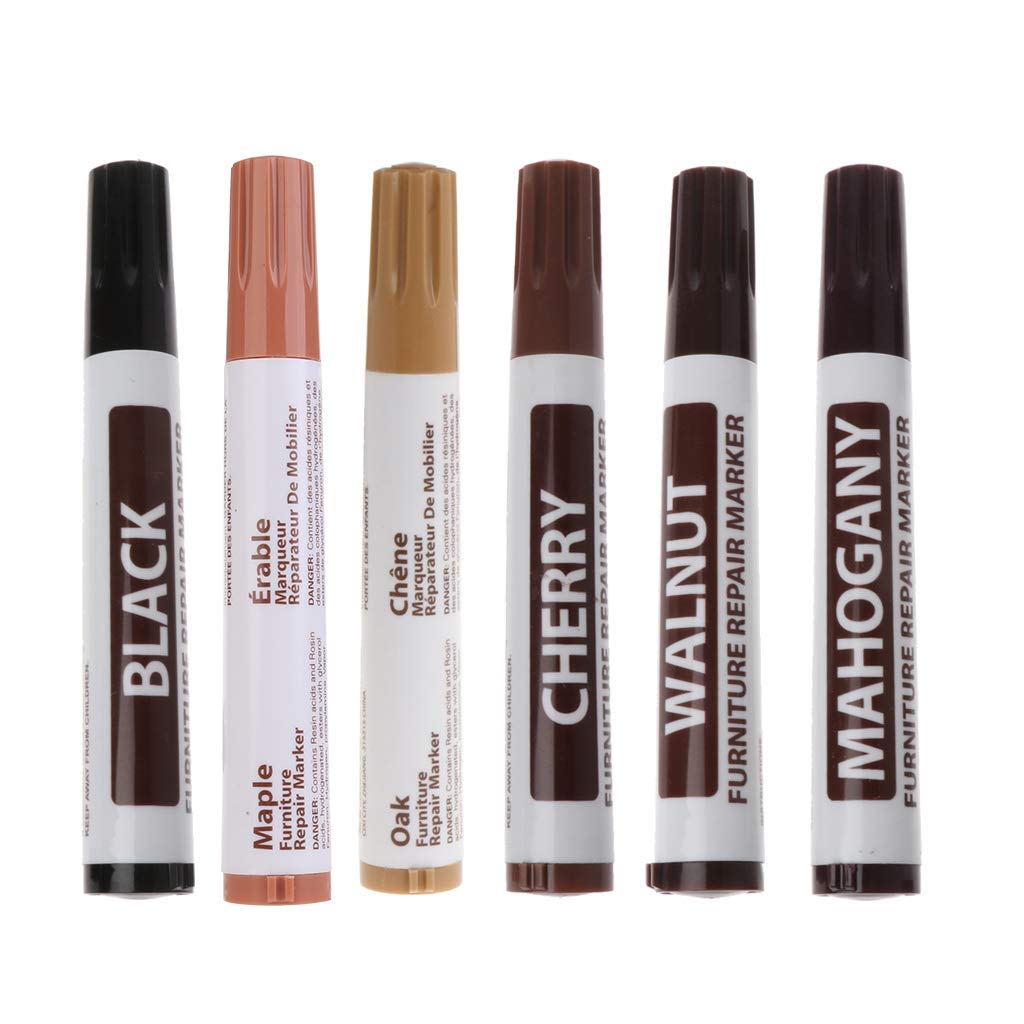 Upgraded Wood Repair Marker Pen - 6 Black Wax Sticks for Floor & Furniture Scratch Repair, Easy to Use, Durable Marine Silicone Sealant - Perfect for Home, Office, and Marine Furniture Restoration