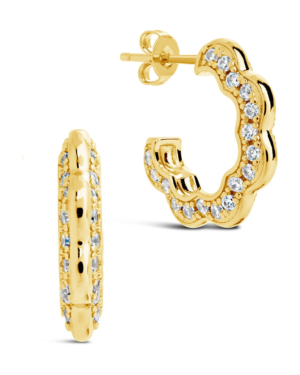 Marisole CZ Rose Petal Hoop Earrings - 925 Sterling Silver Cubic Zirconia Floral Dangle Earrings for Women | Perfect for Weddings, Date Nights & Special Occasions