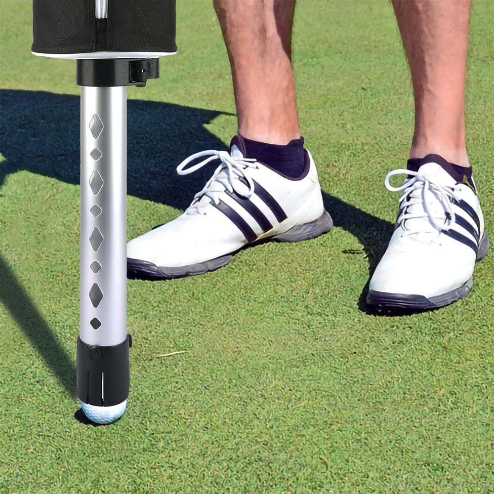 Premium Golf Ball Retriever - Telescopic Aluminum Pickup Tool with Storage Bag | Portable Golf Accessory for Driving Range, Course & Practice Sessions