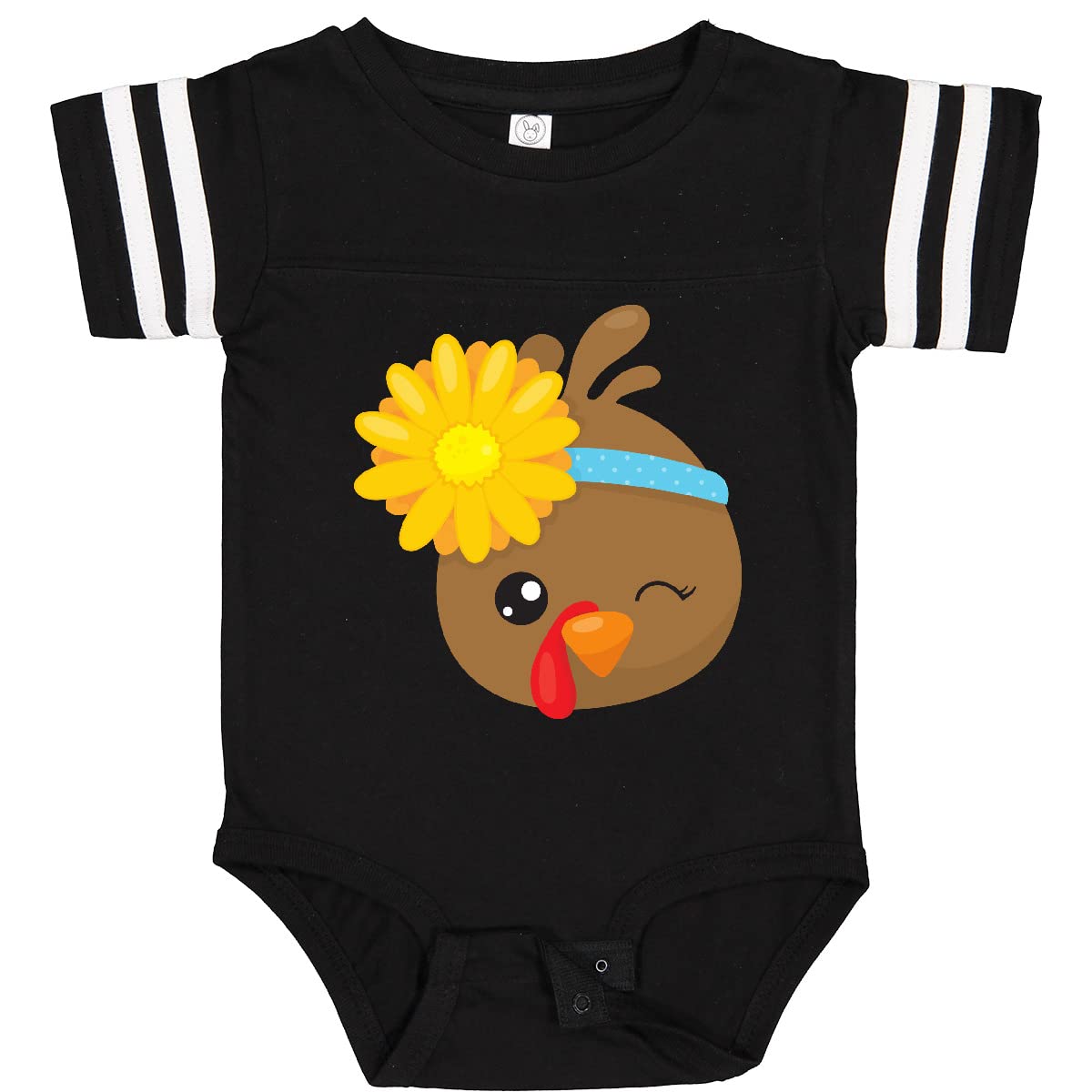 Inktastic Thanksgiving Turkey Brown Turkey Sunflower Baby Bodysuit - Cute Holiday Outfit for Infants, Thanksgiving Family Photos & Seasonal Celebrations