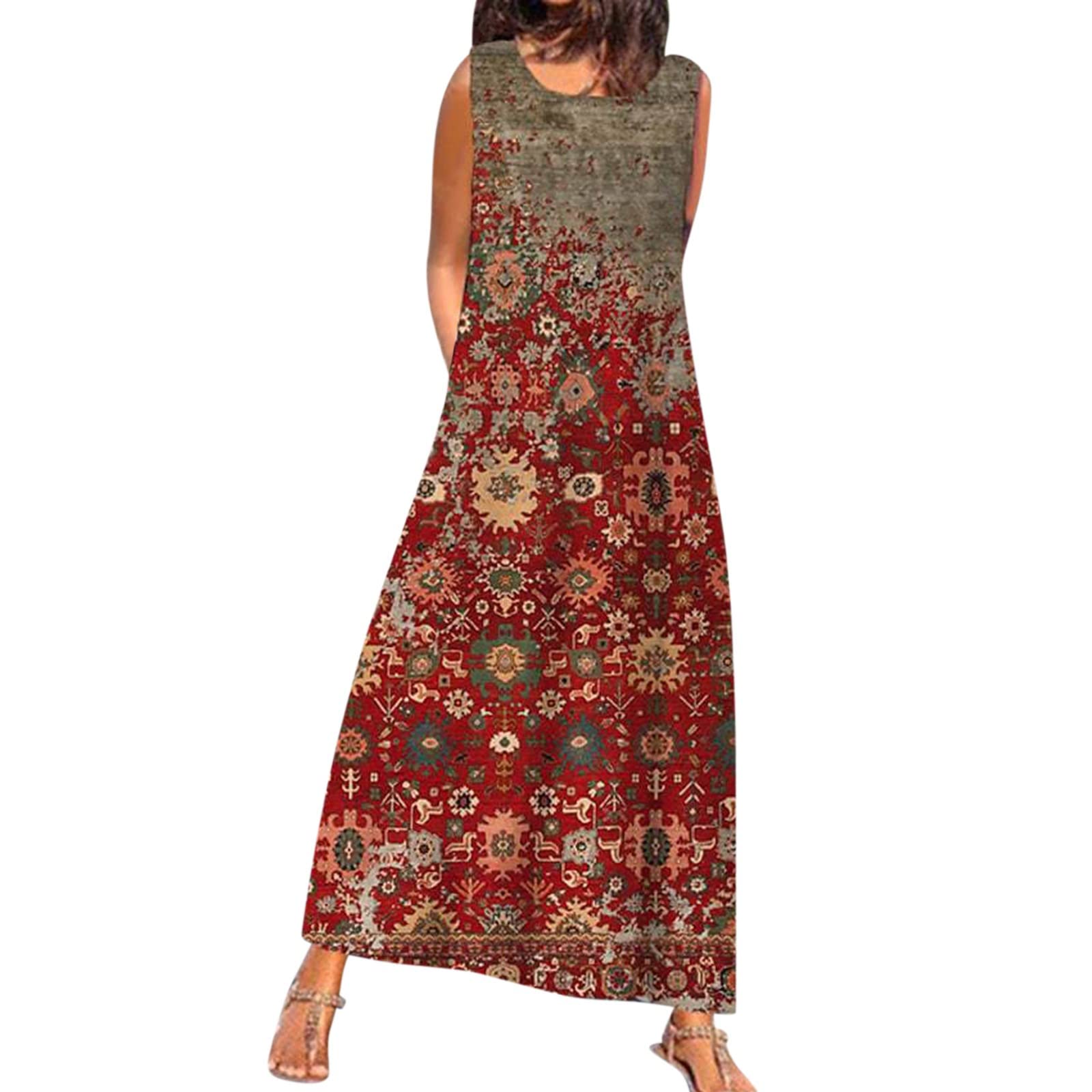 Women's Summer Maxi Dress - Sleeveless Casual Loose Long Hawaiian Lace Dress for Beach, Vacation & Fall Outfits | Perfect for Tropical Getaways, Date Nights & Everyday Wear