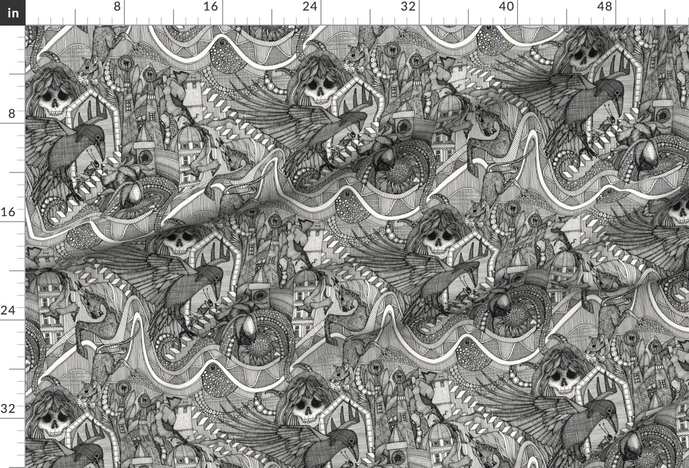 Black Flowers Horse Skull Fantasy Illustration Printed Minky Fabric by The Yard - Soft Cuddle Fabric for Sewing Baby Blankets, Quilt Backing & Plush Toys - Perfect for DIY Crafts, Nursery Decor & Gift Making
