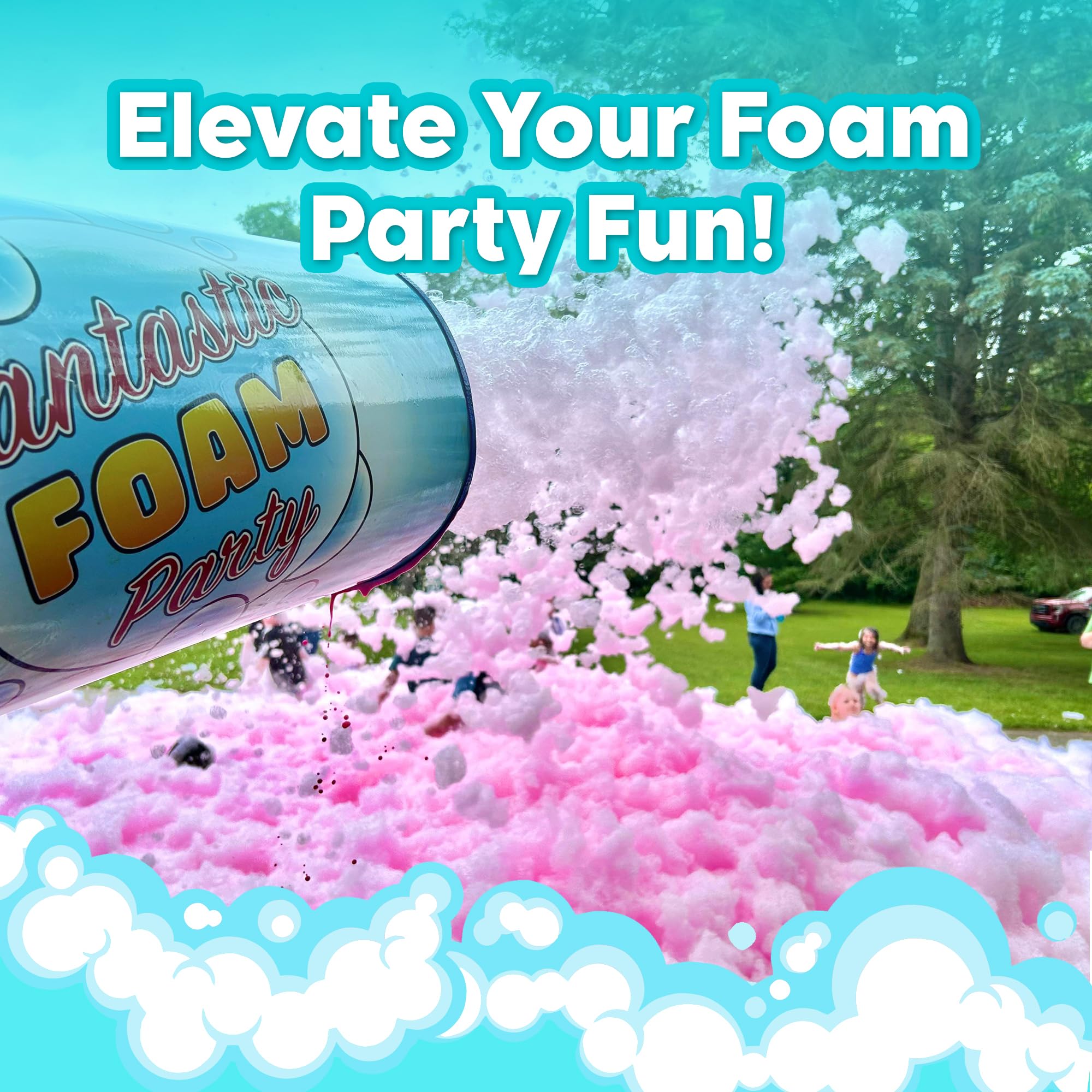 FoamDaddy Professional Strength Ultra-Concentrated Foam Solution - Makes 300-400 Gallons | High Stacking, Hypoallergenic Formula | Compatible with All Foam Machines | 1 Gallon | Perfect for Foam Parties, Events, and Kids' Play Areas
