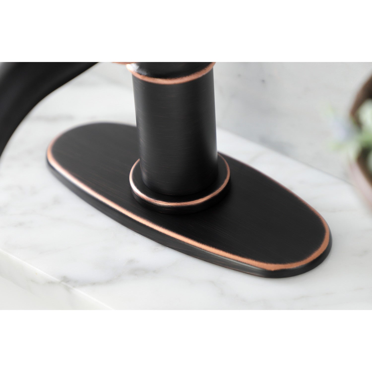 Belknap KSD282RXNB Single Handle 1 Hole Bathroom Faucet with Deck Plate & Push Pop Up Drain - Naples Bronze Finish for Bathroom Sink Vanity or Powder Room