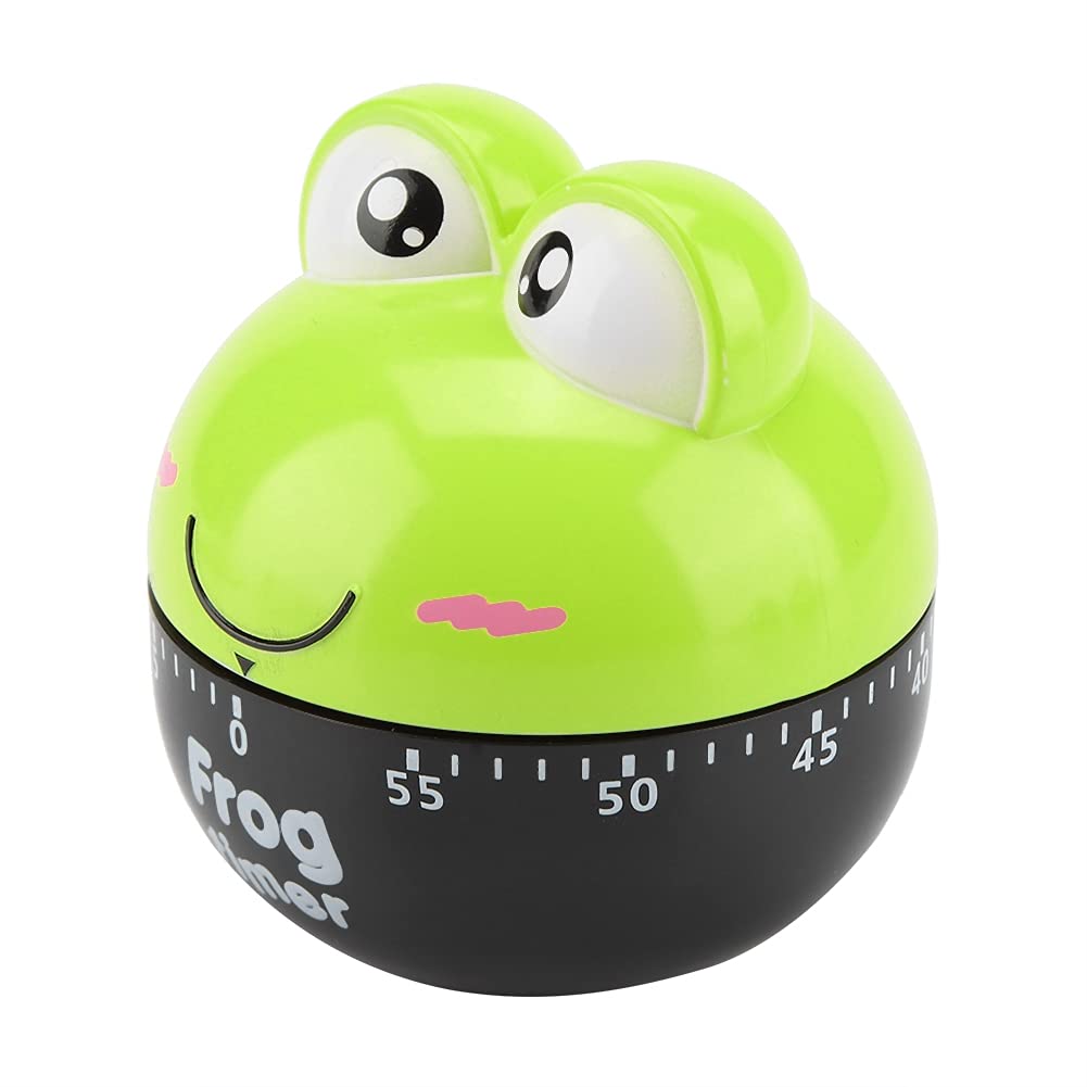Raguso Mechanical Kitchen Timer - Cute Frog Shape, 55-Minute Plastic Baking Timer for Cooking, Green - Perfect for Baking, Studying, and Time Management