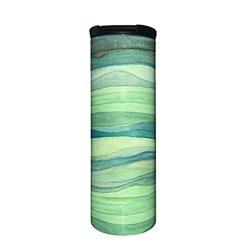 Watercolor Waves 17 oz Tumbler with Lid, Stainless Steel, Vacuum Insulated with Slide Lock Lid, Leak Proof