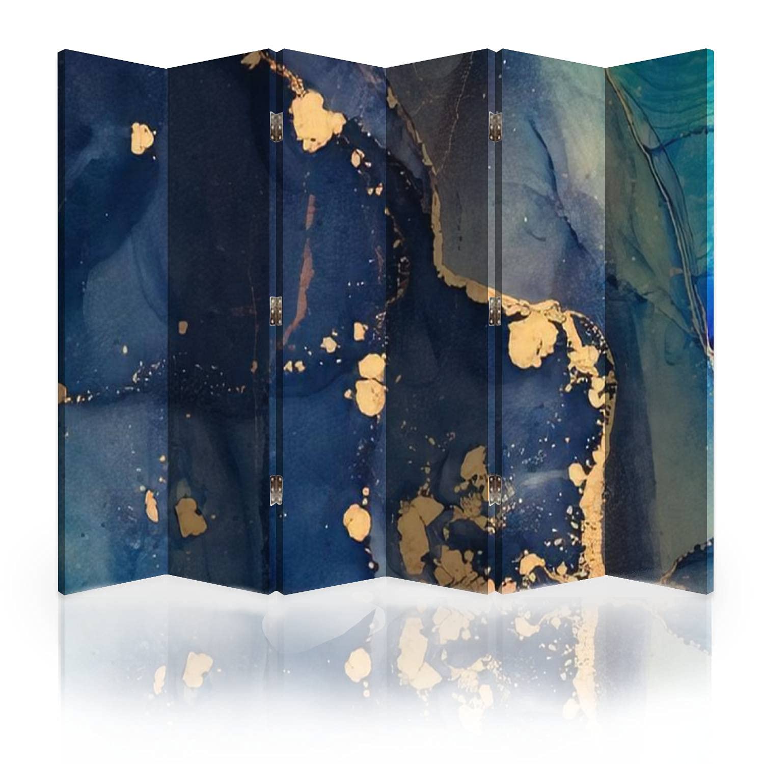 Natural Luxury Abstract Fluid Art Canvas Room Divider Screen - 6 Panel Folding Privacy Partition with Alcohol Ink Technique | Perfect for Home Office, Living Room & Bedroom Separation