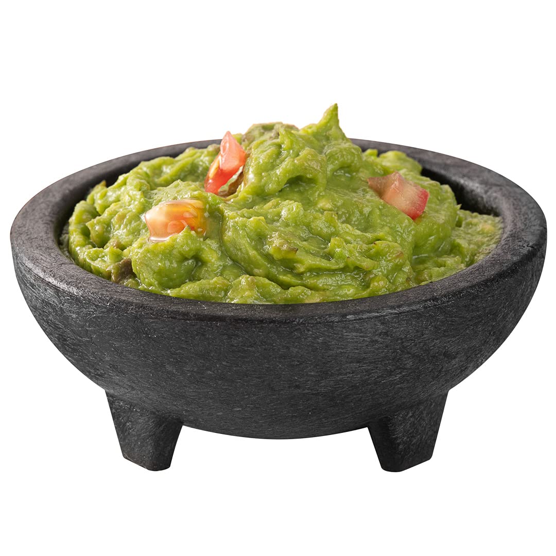 4oz Black Plastic Salsa Bowl with 3-Legged Molcajete Design - Microwave & Dishwasher Safe, Shatterproof Serving Bowl for Guacamole, Cheese Dip, Sauces - Perfect for Restaurants, Parties & Home Entertaining