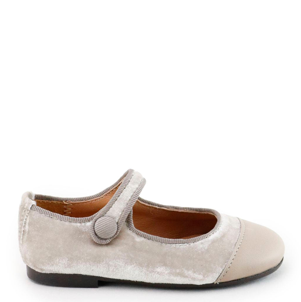 Velvet Taupe Captoe Mary Jane Flats for Women - Comfortable & Stylish Shoes for Work, Office, and Casual Outfits