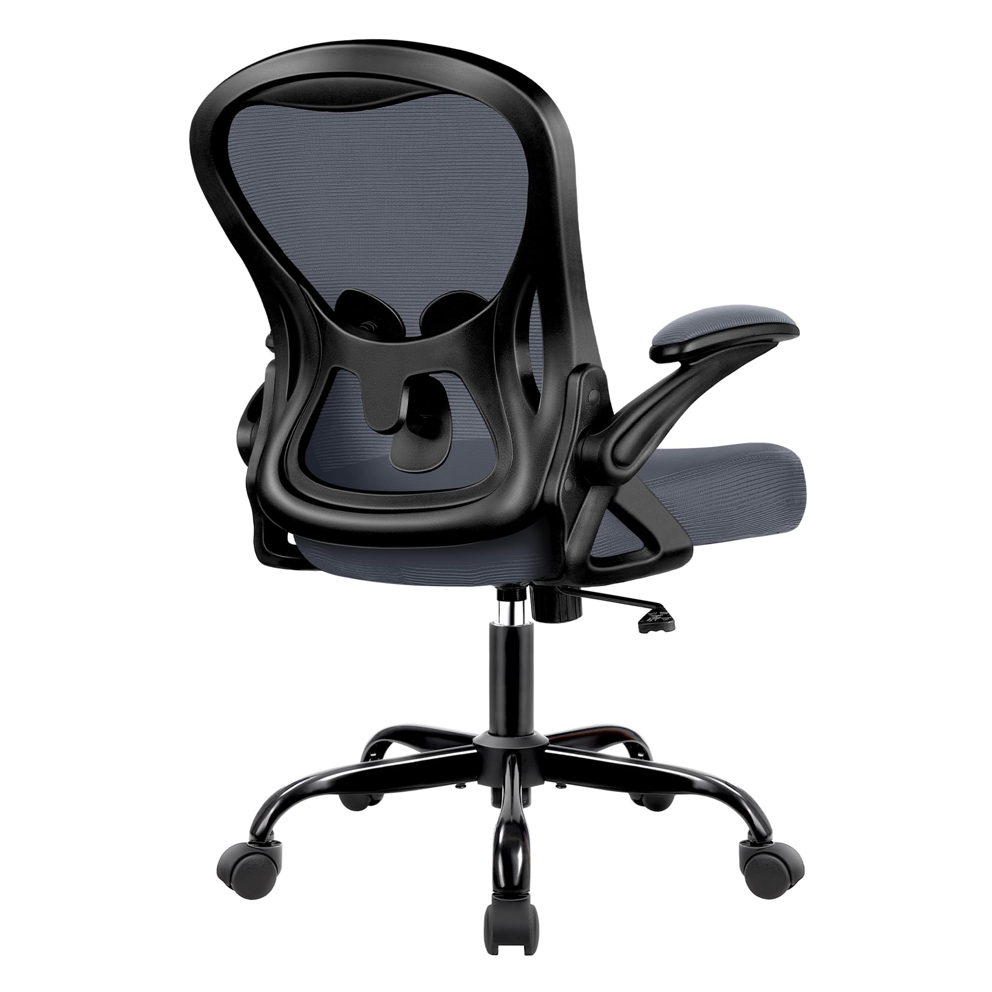 Ergonomic Mesh Office Chair with Adjustable Lumbar Support - Mid Back Swivel Task Chair with Breathable Mesh & Flip-Up Armrests - Comfortable Computer Desk Chair for Home Office, Gaming & Workspaces (Dark Gray)