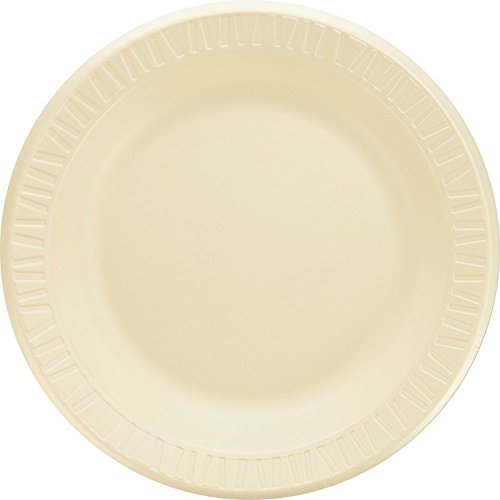 Dart 10PHQR 10.25 Inch Honey Laminated Foam Plates - 500 Count Bulk Pack - Perfect for Parties, Picnics, Catering & Events