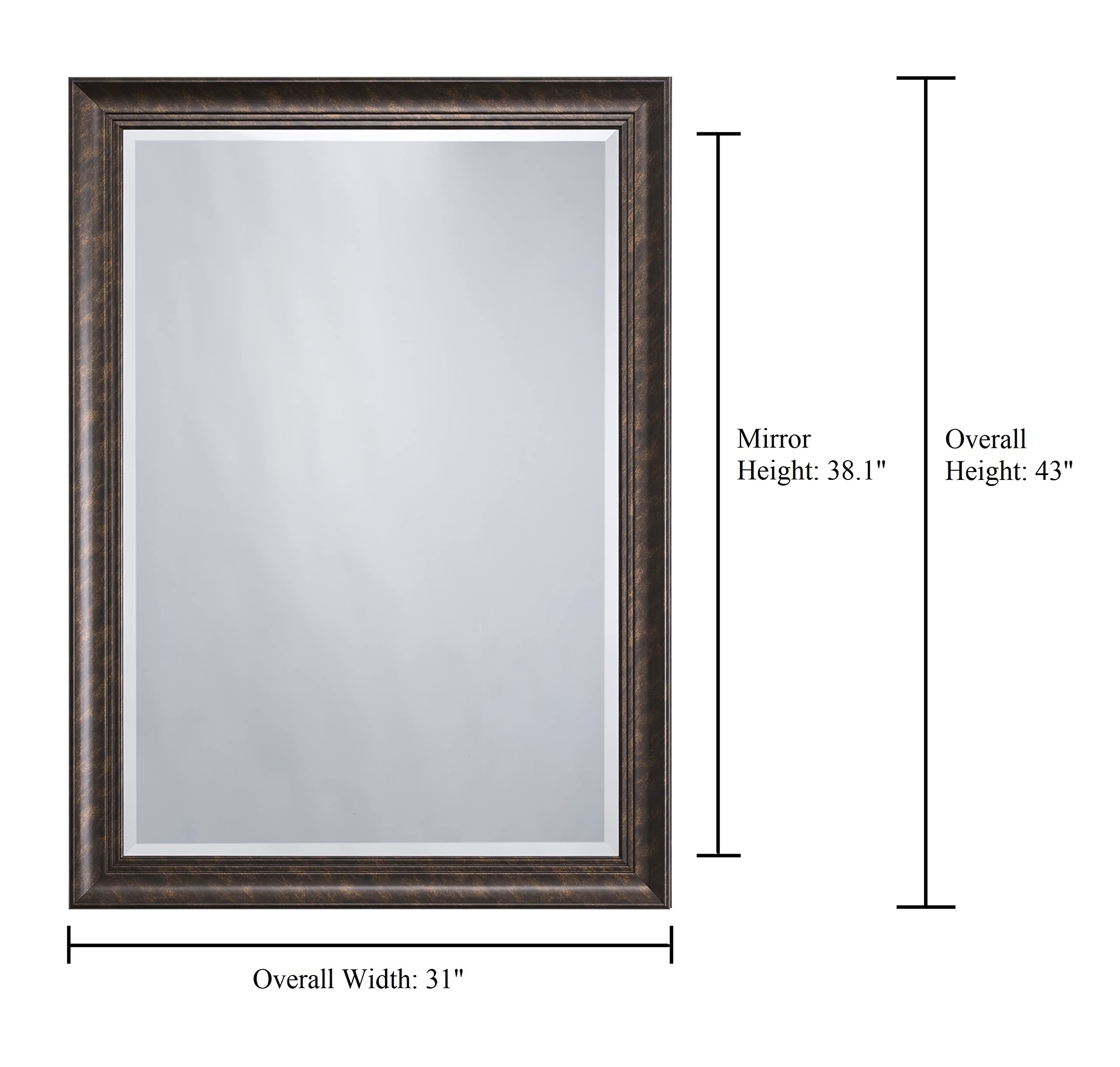 Yosemite Home Decor Large Dark Bronze Wall Mirror - Elegant Decorative Mirror for Living Room, Bedroom & Entryway