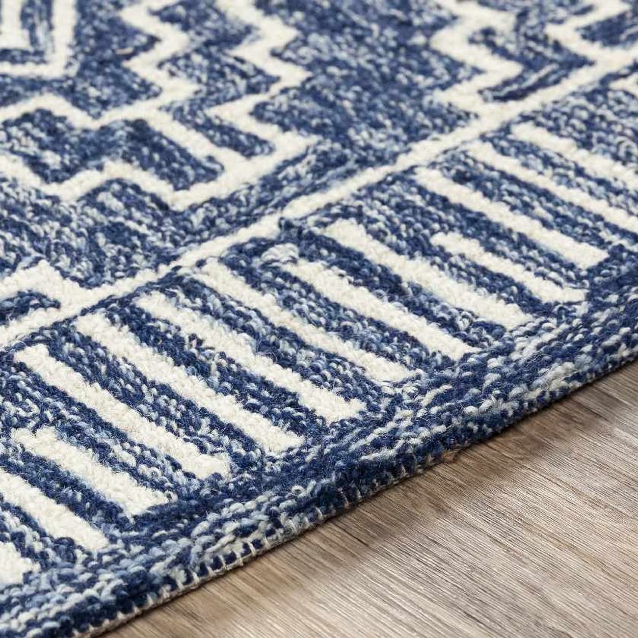 Mark&Day 6x9 Vledder Dark Blue Wool Area Rug - Soft & Durable Handmade Carpet for Living Room, Bedroom, Kitchen - Perfect for Home Decor & Cozy Spaces (6' x 9')