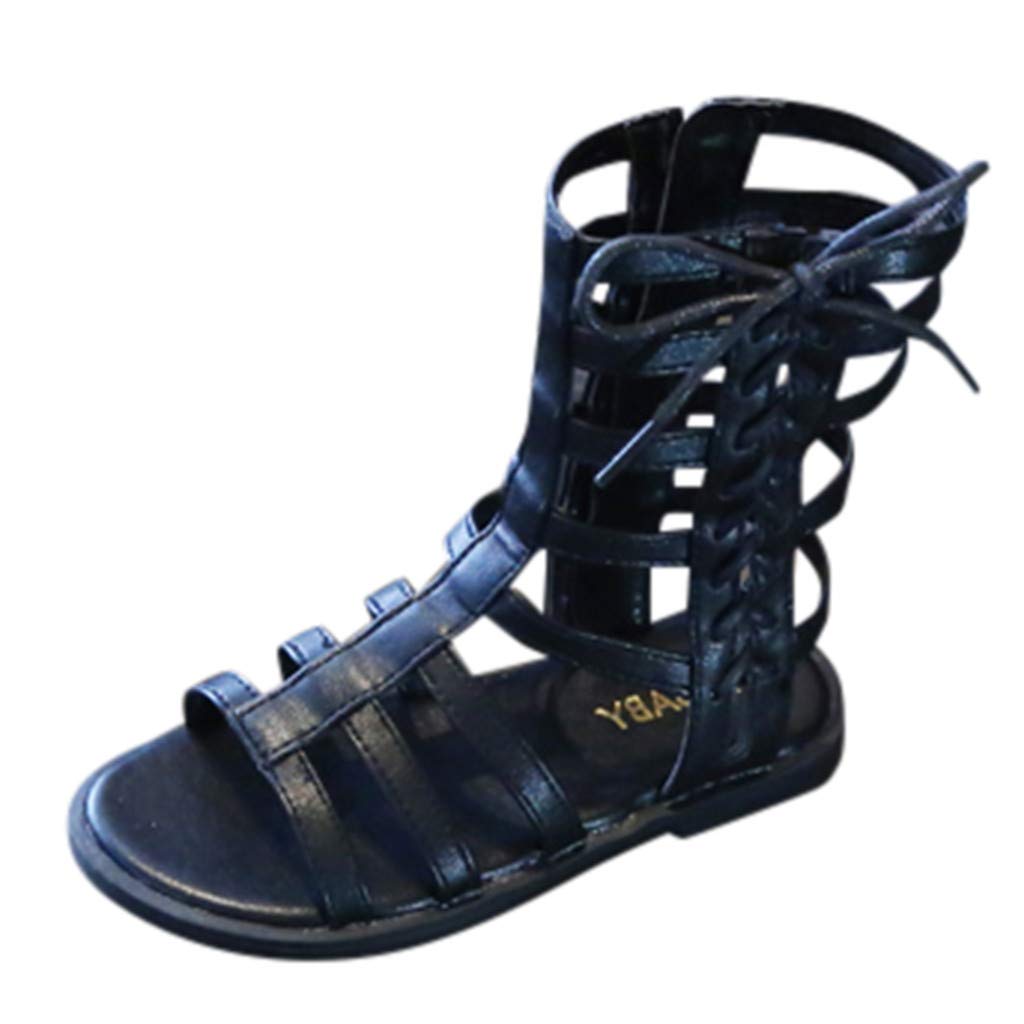 Toddler Girls' Casual Sandals | Leatherette Gladiator Sandals with Ankle Zipper | Breathable Summer Sandals for Kids | Perfect for Beach, Park & Outdoor Play