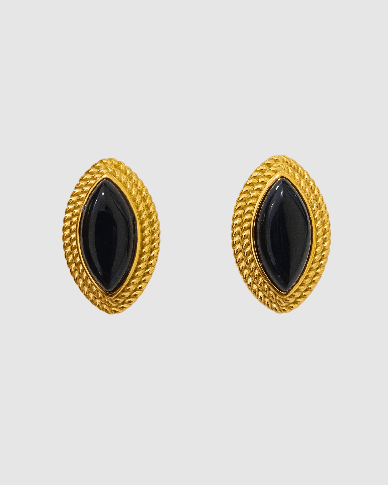 Izoa Amara Black Stud Earrings for Women - Minimalist Elegant Jewelry for Everyday Wear, Parties & Gifts