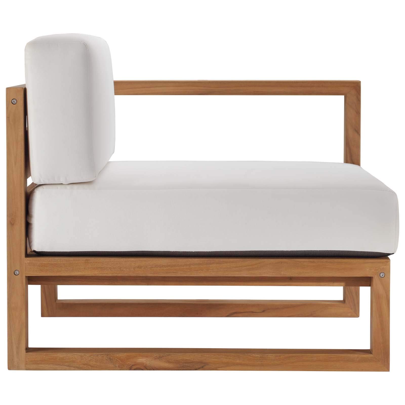 Modway EEI-4257-NAT-WHI-SET 4-Piece Teak Wood Patio Furniture Set with Sofa & Coffee Table in Natural White - Perfect for Outdoor Living, Garden, Poolside & Backyard Relaxation