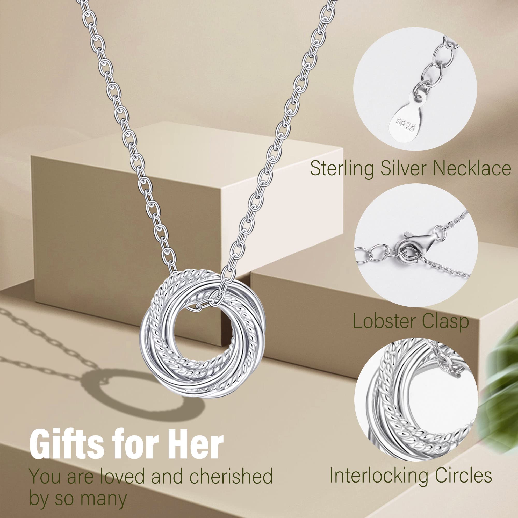 JSJOY Elegant Circle Necklace for Women - S925 Sterling Silver Birthday Jewelry Gift for 30th 40th 50th 60th 70th 80th 90th Anniversary - Perfect for Milestone Celebrations, Mother's Day & Special Occasions
