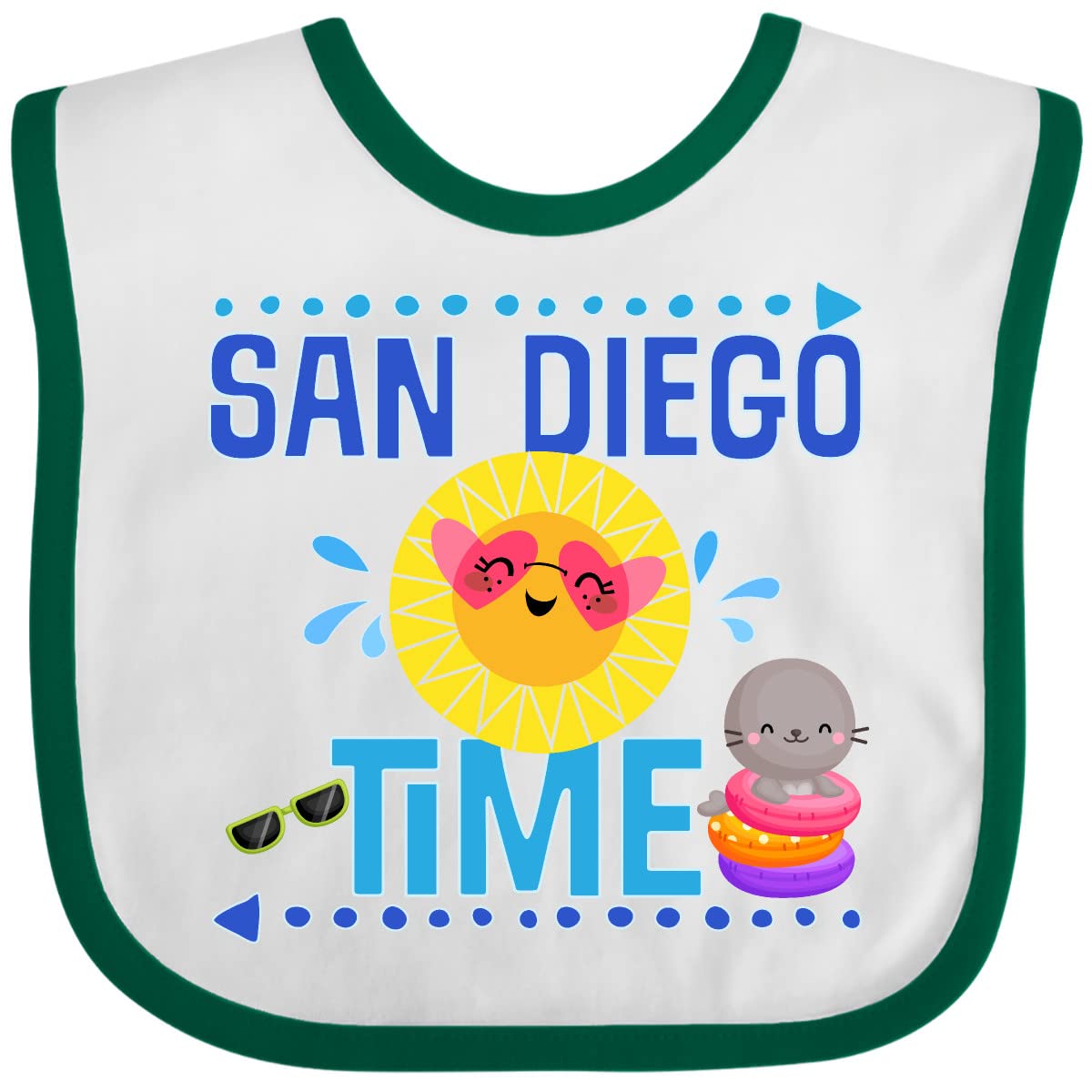 Inktastic San Diego Vacation Cute Beach Baby Bib - Soft Cotton Drool Bib for Infants & Toddlers - Perfect for Beach Trips, Travel, and Summer Outings