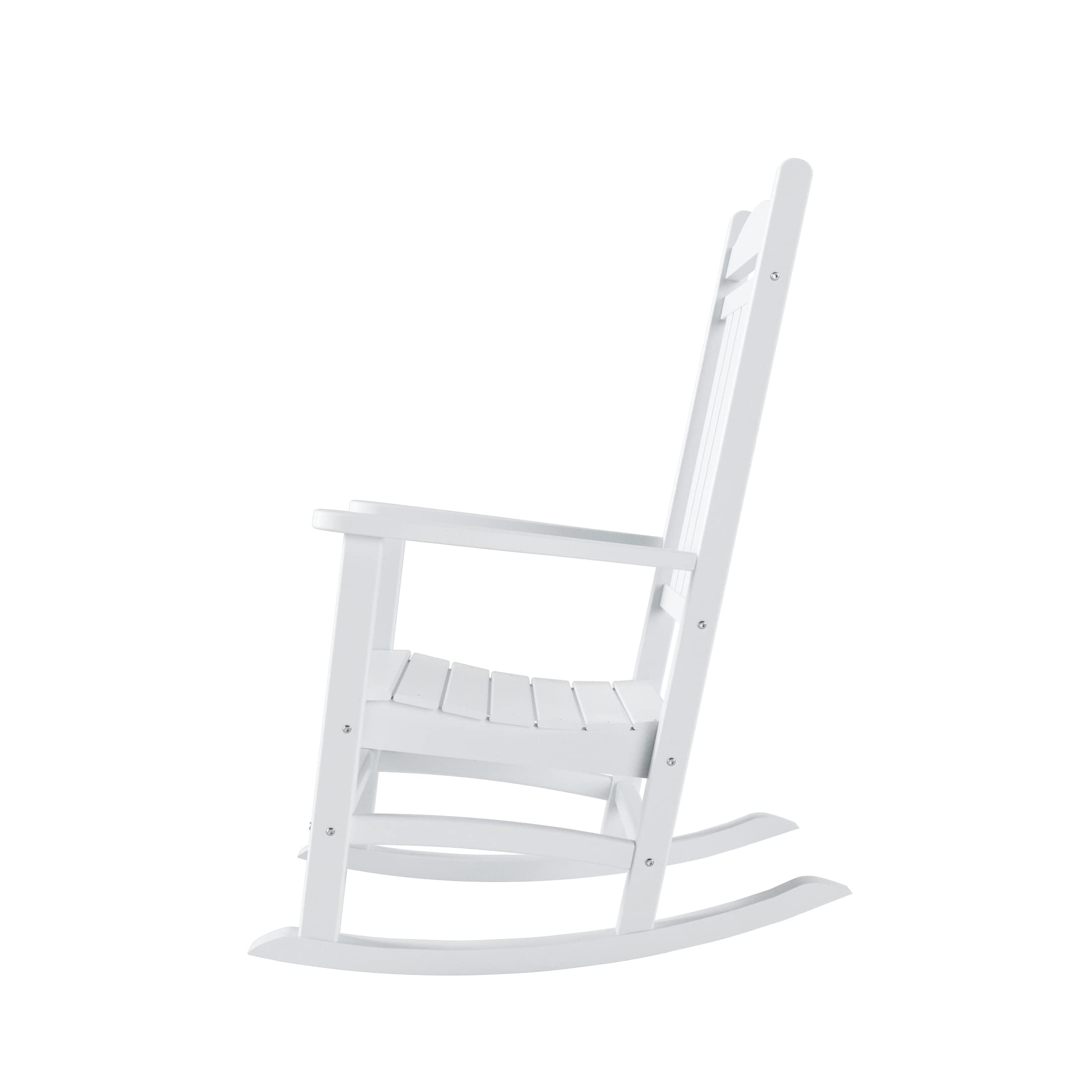 WO Home Furniture 3-Piece HDPE Outdoor Patio Rocking Chair Set - Traditional White Rocking Chairs for Garden, Porch & Backyard Relaxation
