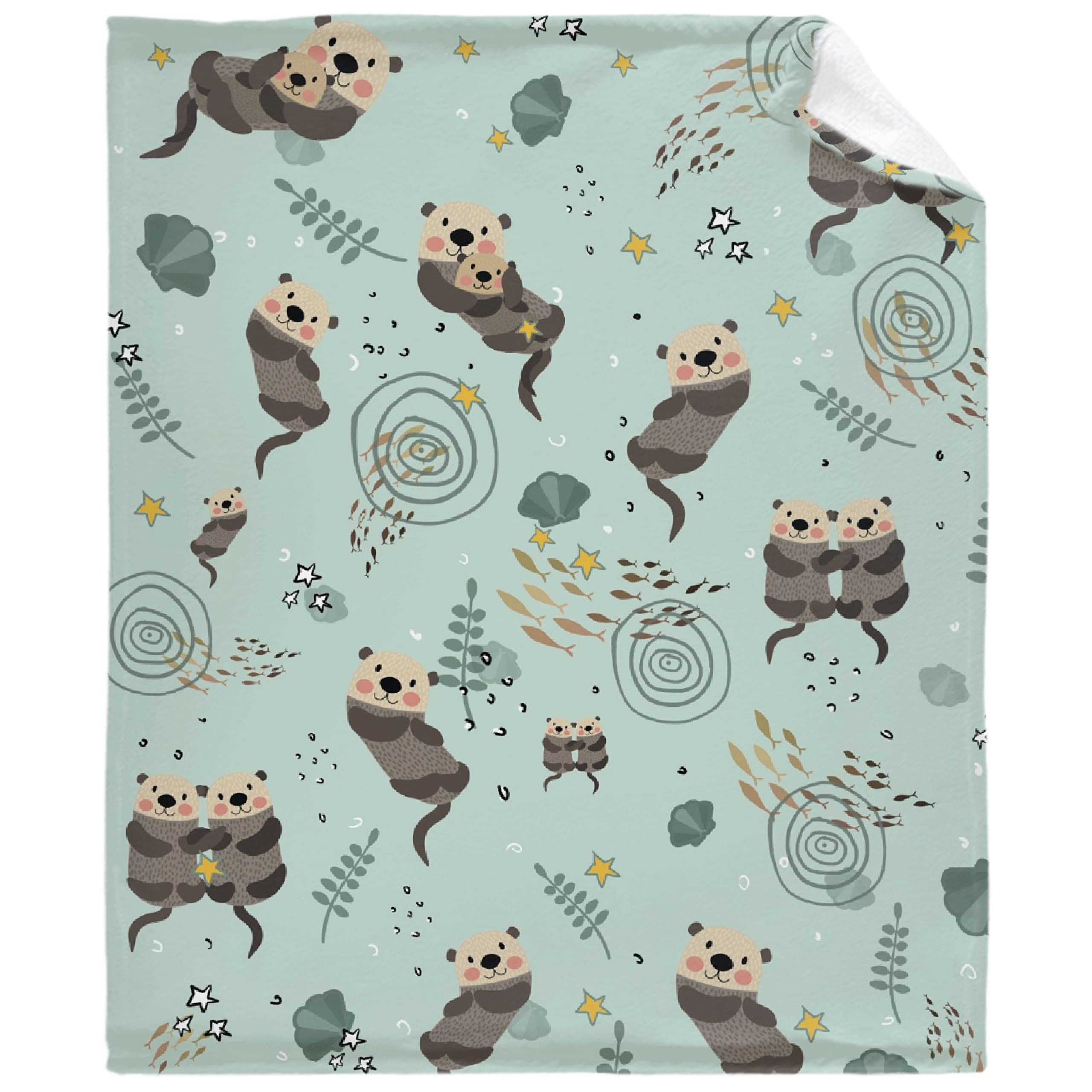 Ultra Soft Flannel Fleece Throw Blanket - Happy Otter Swirl Design - All Season Warm & Cozy Quilt for Bed, Sofa, Couch - 40x30 Inches - Perfect for Pets, Home Decor, and Gift Giving