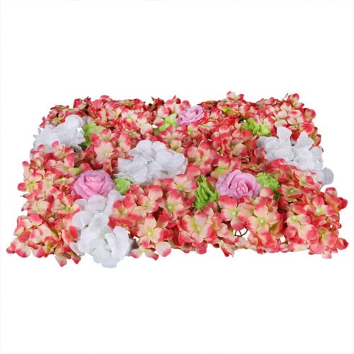 6pcs Artificial Silk Rose Flower Wall Panels - Fake Hydrangea & Rose Floral Decor for DIY Wedding, Banquet, Party Backdrop (Bubble Pink, Large Size) | Perfect for Home Decor, Event Staging, and Photo Booth Backgrounds