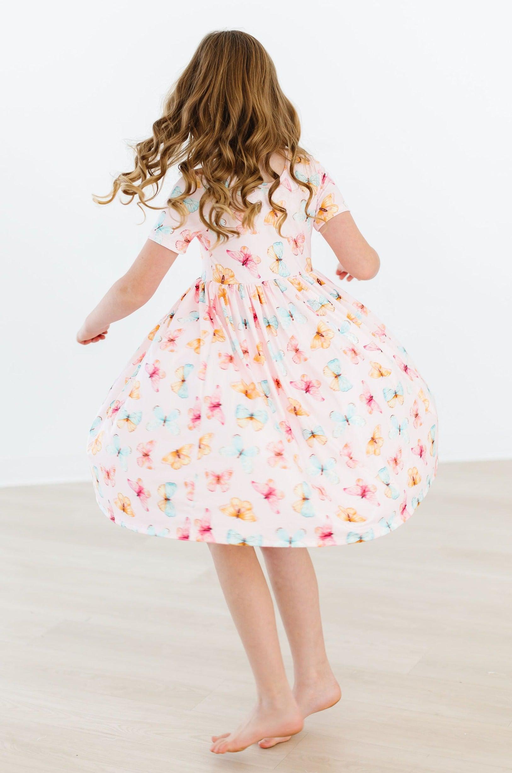 Butterfly Kisses Women's Short Sleeve Pocket Twirl Dress - Flowy Summer Dress for Casual Outings, Beach Vacations & Date Nights
