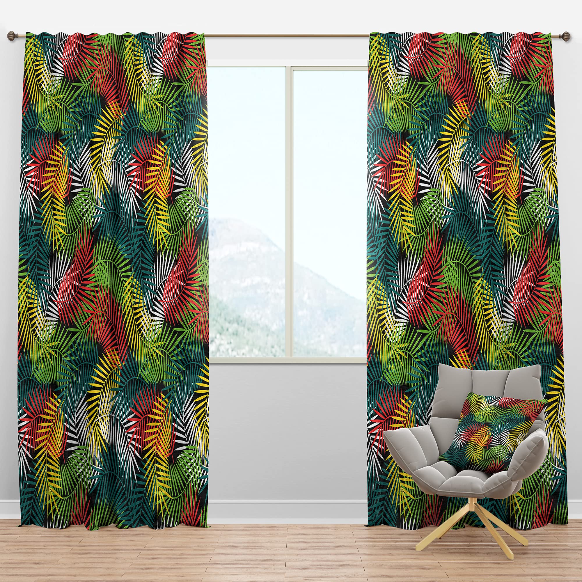 Tropical Blackout Curtains with Coconut Palm Leaves Design - Thermal Insulated Bedroom & Living Room Drapes (52x120, Single Panel) - Perfect for Nursery, Home Theater & Light-Sensitive Sleepers