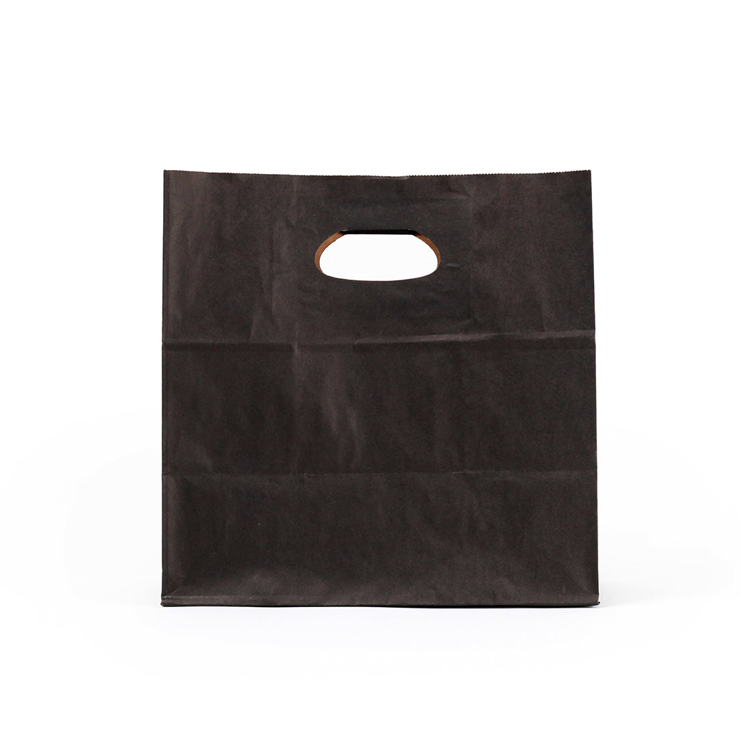 Premium Rectangle Black Paper Take Out Bags with Handles - 11