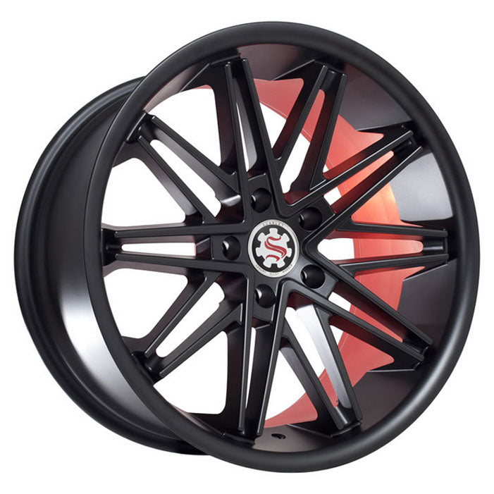 19 20 22 Inch Scarlet SW1 Alloy Wheels - Gloss Black with Red Inner Lip | Perfect for Sports Cars, Tuner Vehicles & Performance Upgrades