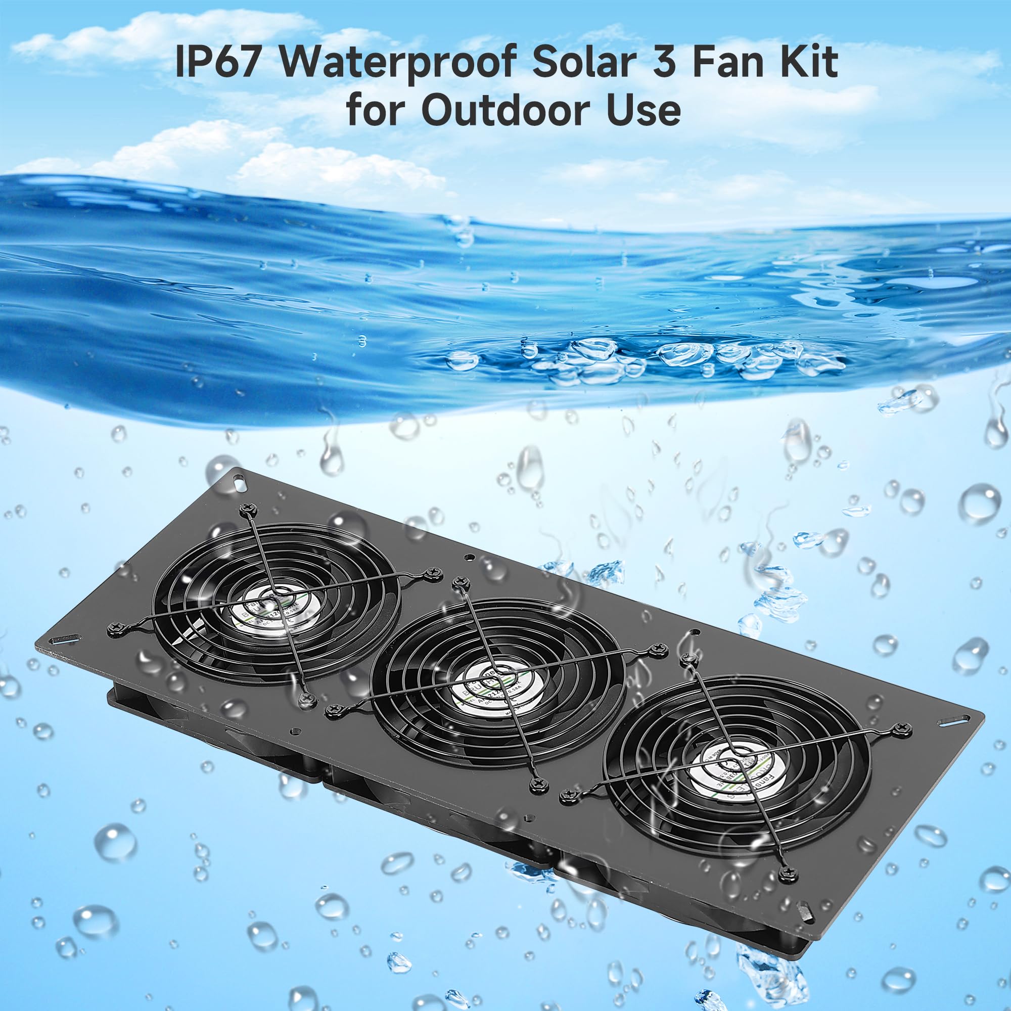 Solar Powered 3 Fan Kit with 66.6Wh Battery Backup - 50W Weatherproof Rechargeable Fans for Chicken Coops, Greenhouses & Sheds - Perfect for Ventilation & Cooling in Outdoor Structures