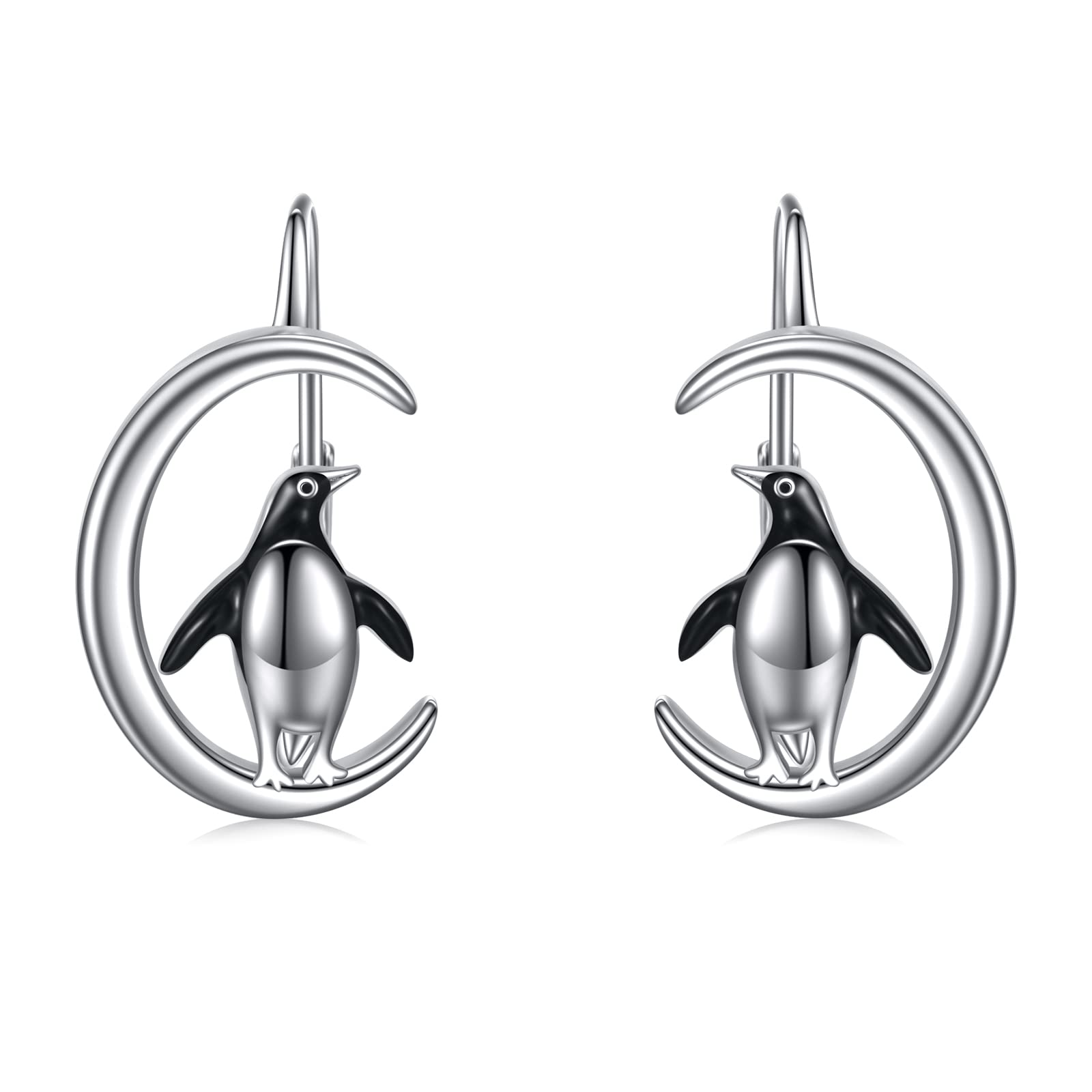 WINNICACA Sterling Silver Moon Animals Leverback Dangle Drop Hoop Earrings for Women - Elegant Gift for Birthday, Anniversary & Christmas (Perfect for Date Night, Party & Special Occasions)