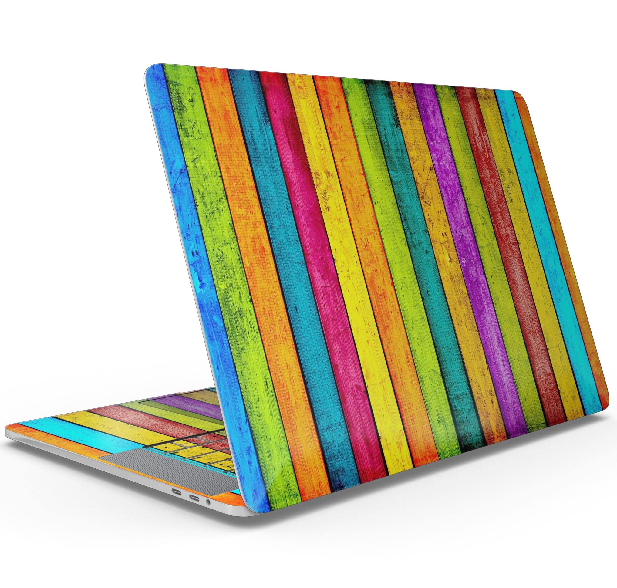 Neon Wood Planks Full-Body Wrap Scratch Resistant Decal Skin Kit for MacBook Air 13