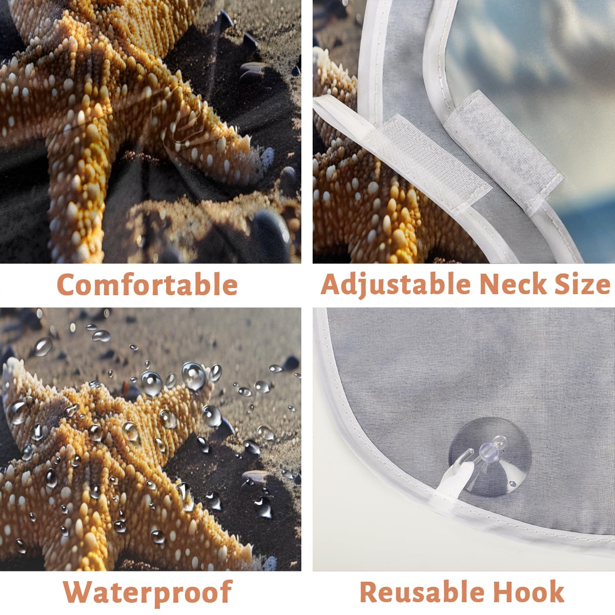 Men's Sea Starfish Beard Shaving Bib - Waterproof Hair Dye & Makeup Apron for Barbers, Stylists & Home Grooming - Sink Hair Catcher & Beard Trimming Accessory - Perfect Gift for DIY Haircuts & Salon Professionals