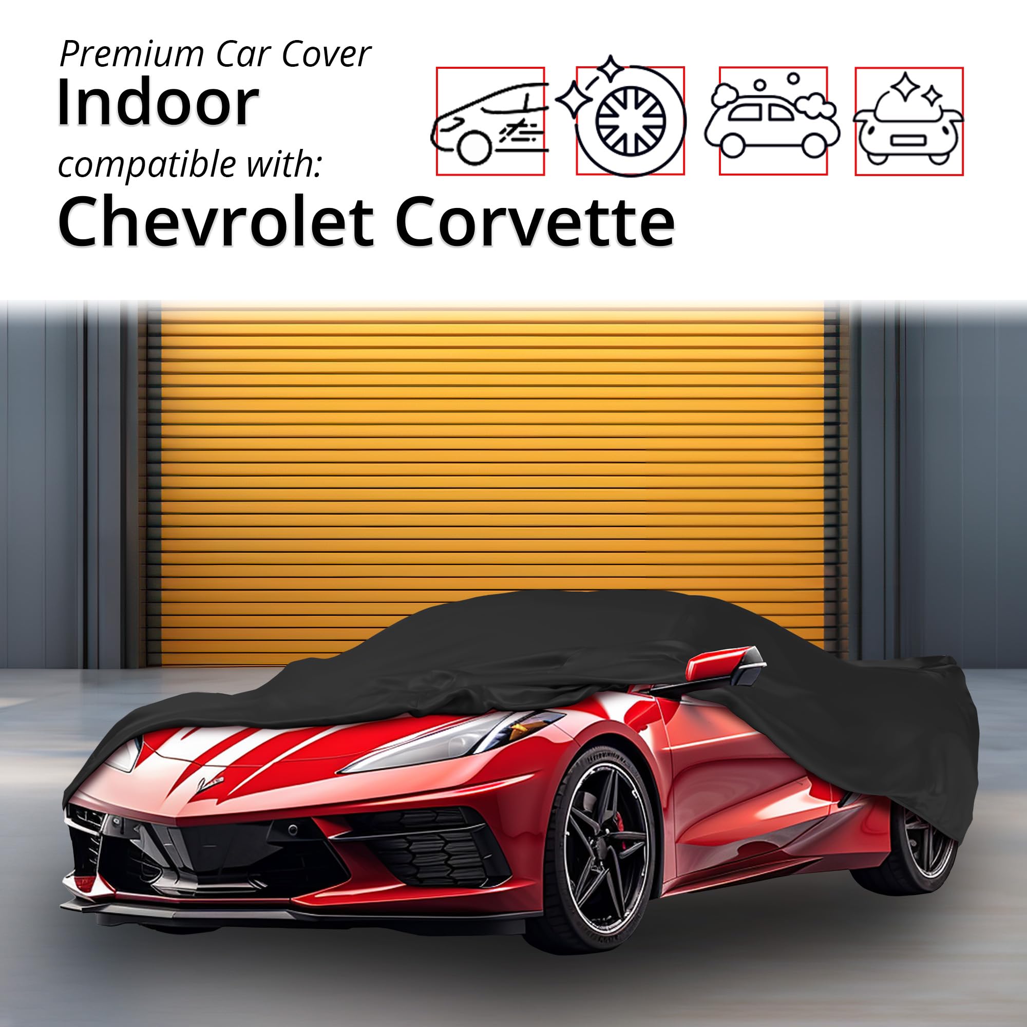 Premium Scratch-Resistant Indoor Car Cover for Chevrolet Corvette 2005-2013 - Black Satin Ultra Soft Material with Warranty | Perfect for Garage Storage & Vehicle Protection