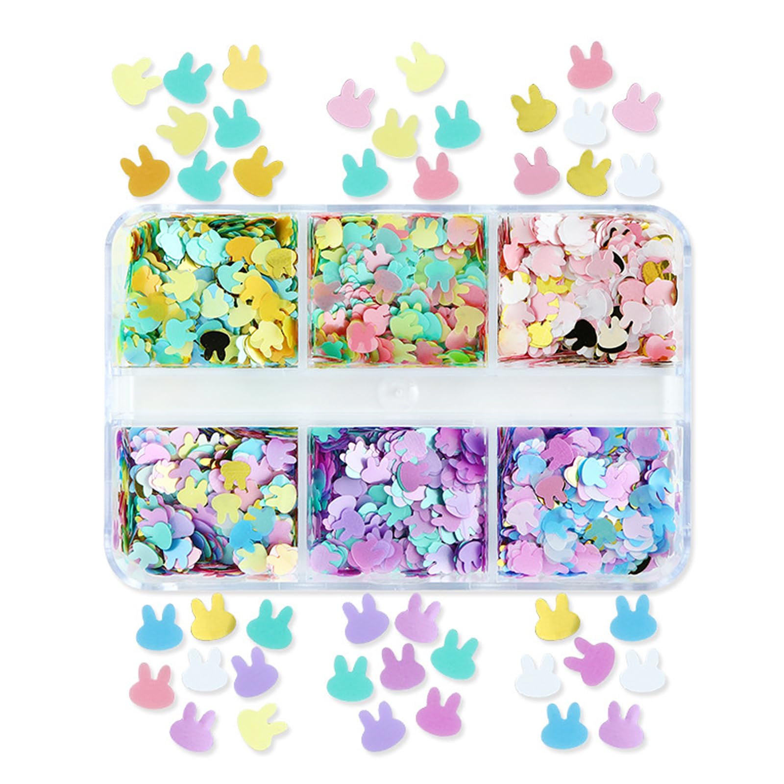 Easter Nail Art Kit - Glitter Rabbit & Bunny Nail Sequins, Cute Acrylic Nail Decoration Flakes for DIY Nail Design - Perfect for Easter Party, Spring Nail Art, and DIY Manicure at Home