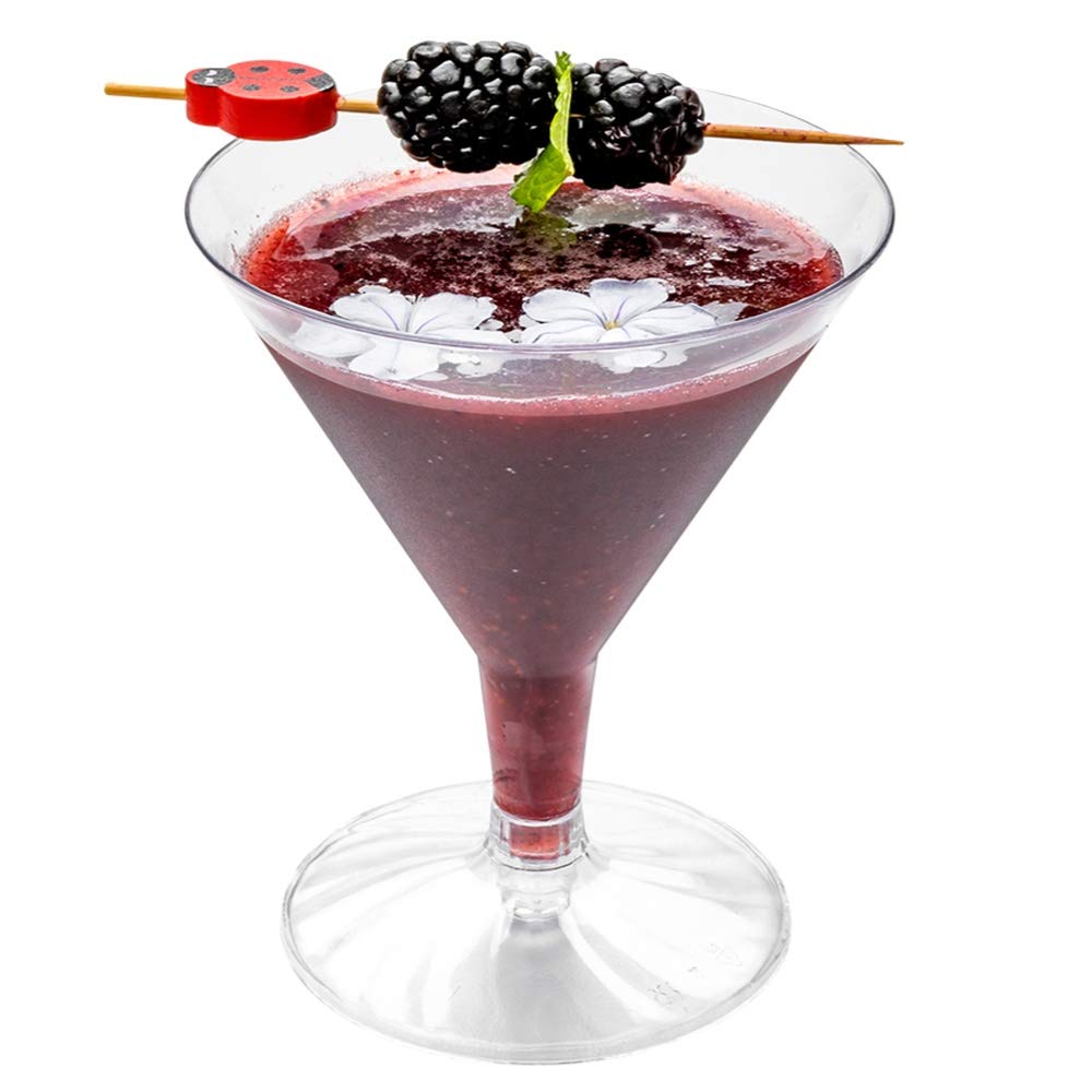 100-Pack 5oz Disposable Plastic Martini Glasses - Heavy Duty Clear Cocktail Cups for Champagne, Appetizers & Desserts | Perfect for Parties, Weddings & Catering Events