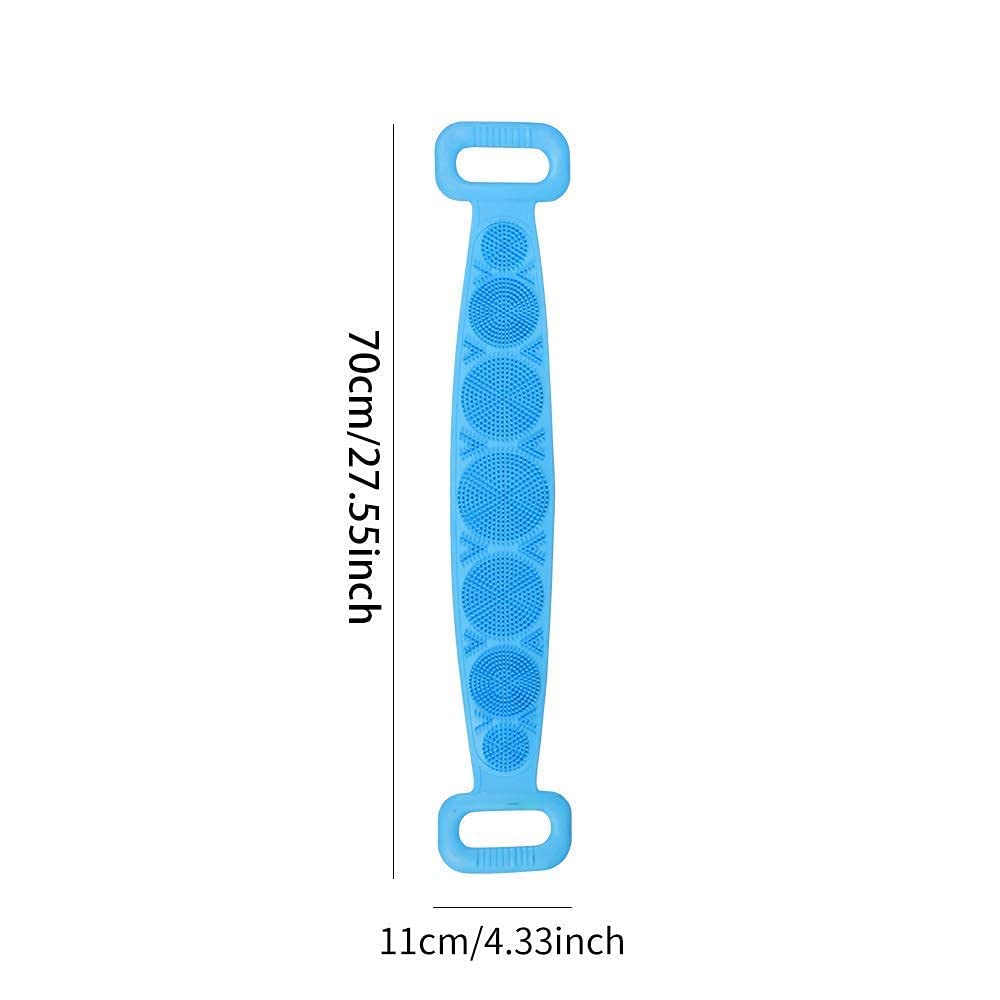Exfoliating Silicone Body Brush - Long Handle Back Scrubber for Deep Cleansing, Double-Sided Silica Gel Bath Towel for Dead Skin Removal (Blue, Pack of 2) - Perfect for Shower, Spa & Exfoliating Dry Skin