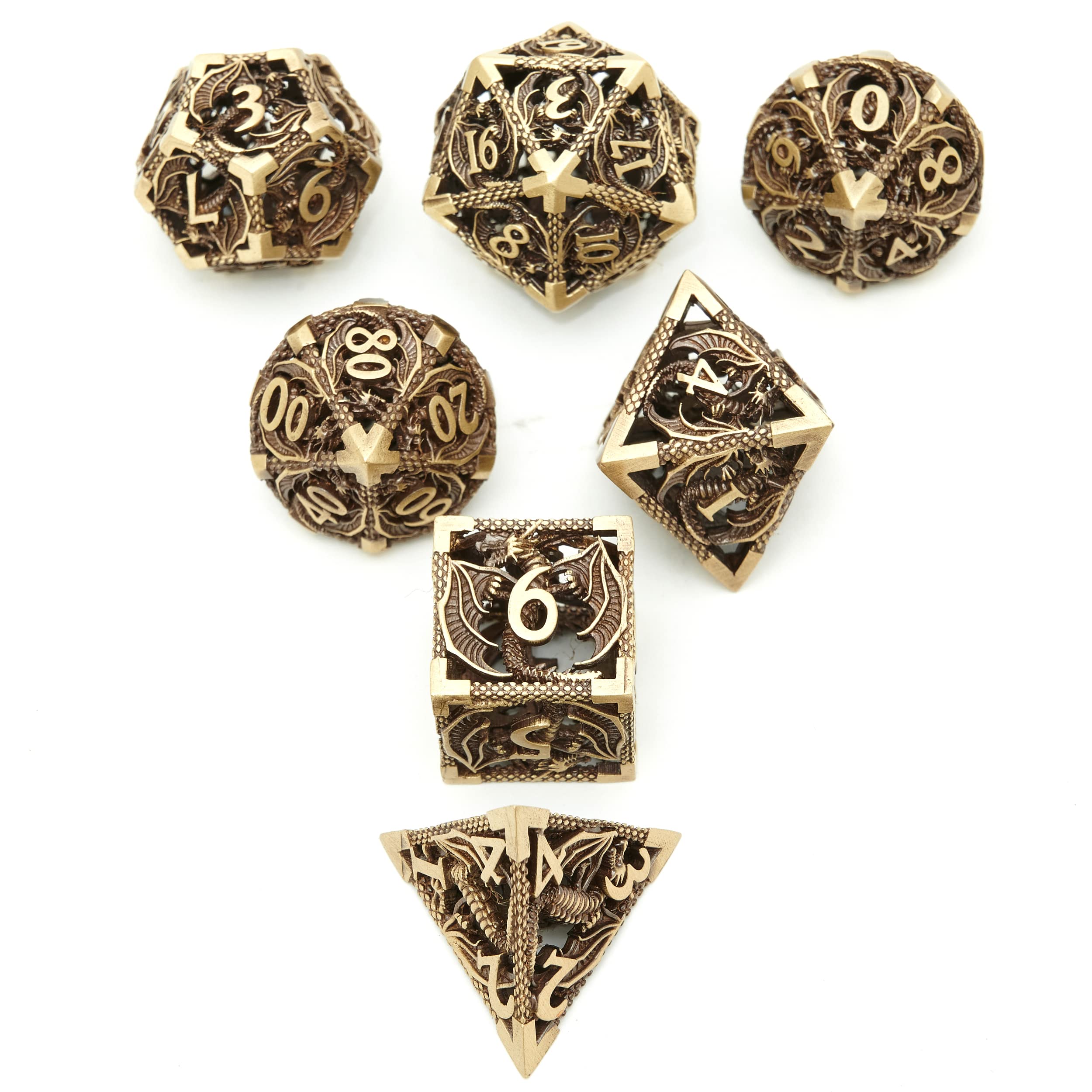 Premium 7-Piece Metal Hollow D&D Dice Set for Dungeons & Dragons, RPG, MTG & Pathfinder - Perfect for Tabletop, Board & Role-Playing Games - Ideal for Game Nights, Campaigns & Collectors