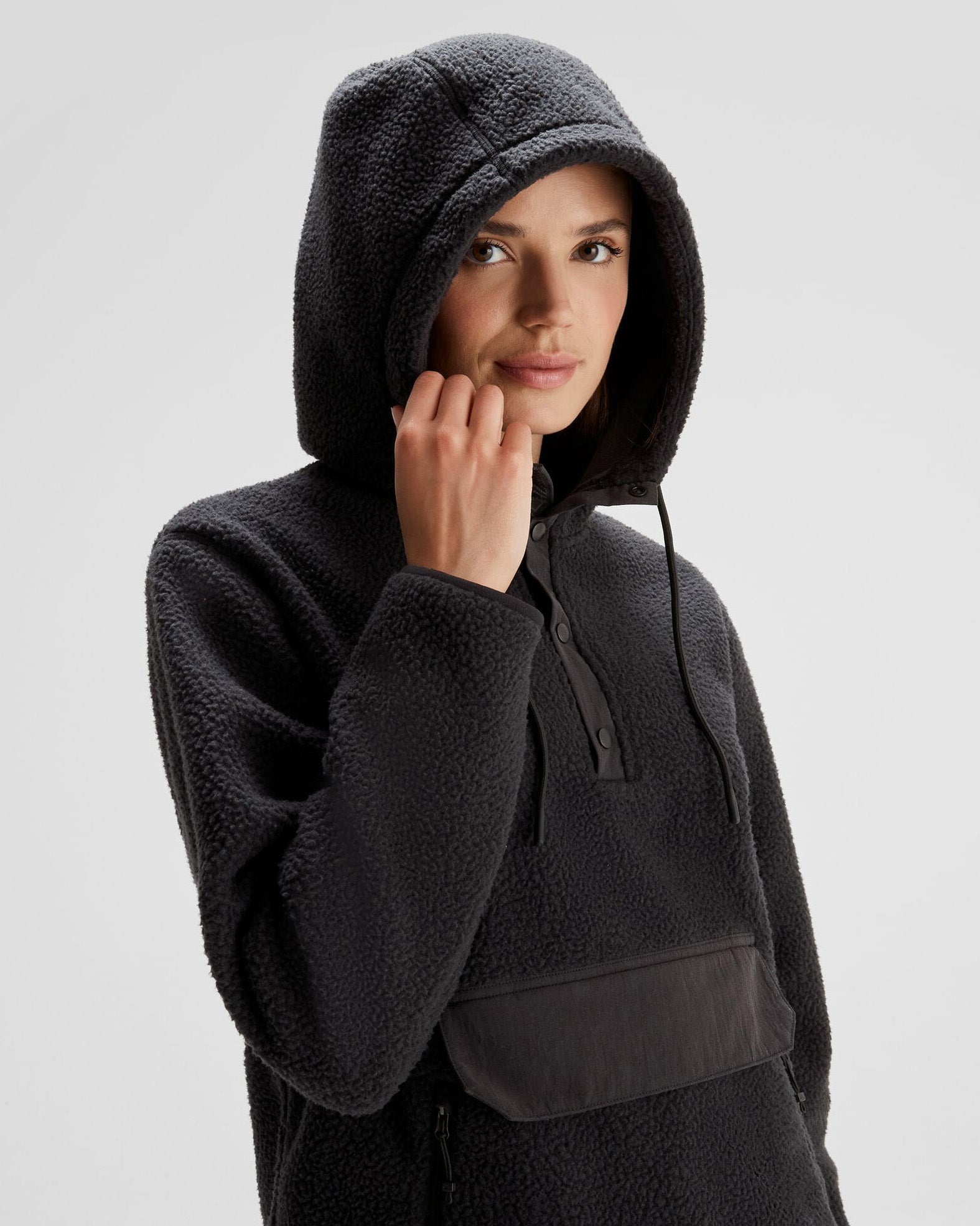 Women's Co Z High Pile Hooded Pullover Sweatshirt - Soft Fleece Winter Hoodie for Women - Black | Perfect for Casual Wear, Gym & Outdoor Activities