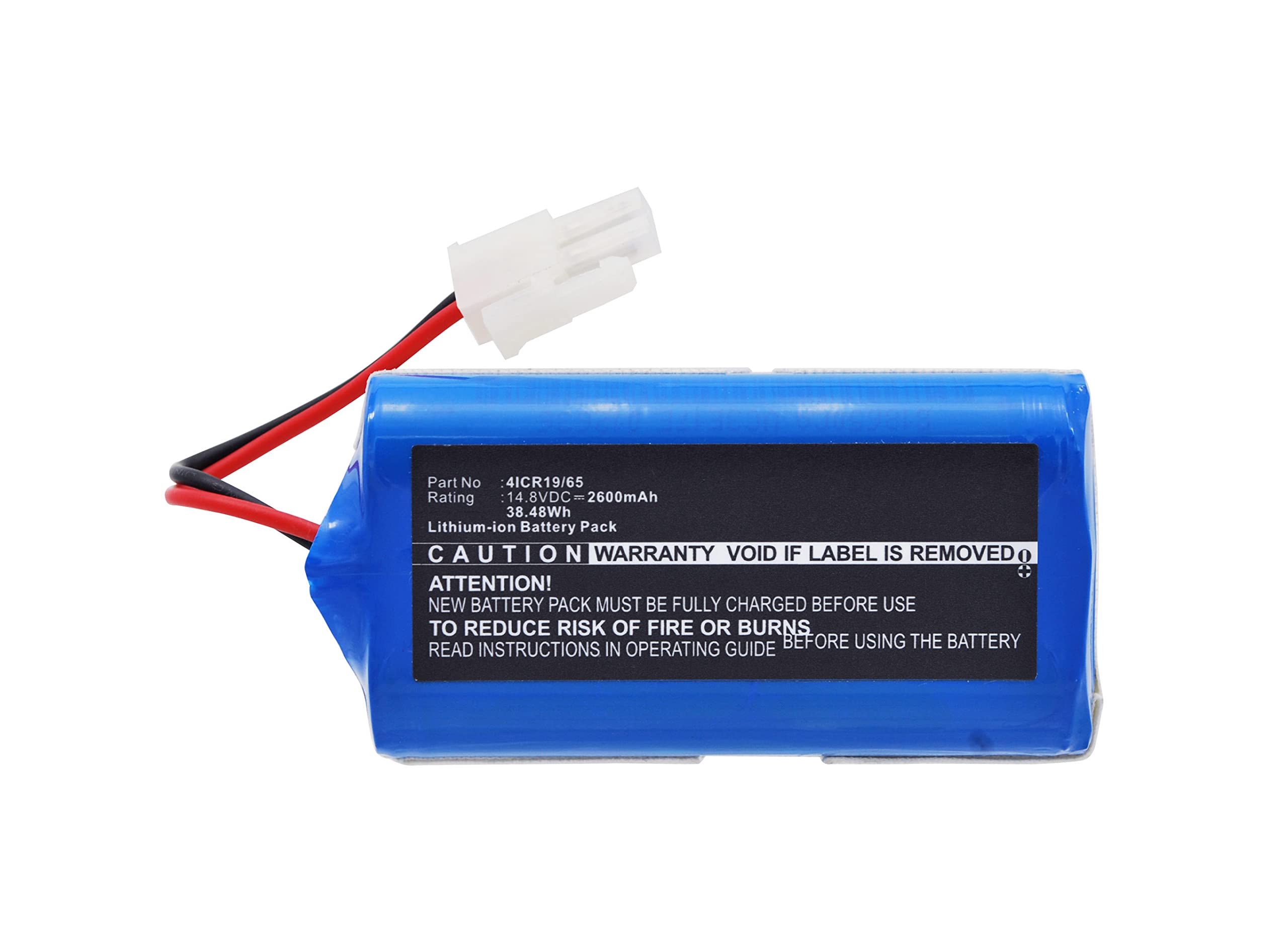 Synergy Digital 14.8V 2600mAh Li-ion Vacuum Cleaner Battery - Compatible with Ecovacs 4ICR19/65 - Ultra High Capacity Replacement Battery for Ecovacs Robot Vacuums - Perfect for Home Cleaning & Pet Hair Removal