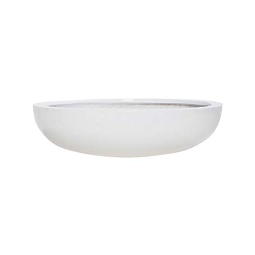 Modern Fiberglass Glossy White Monique Flower Pot Planter Bowl - Elegant Home & Garden Decor for Indoor Plants, Succulents, and Centerpieces | Perfect for Living Room, Patio, and Office Decorations