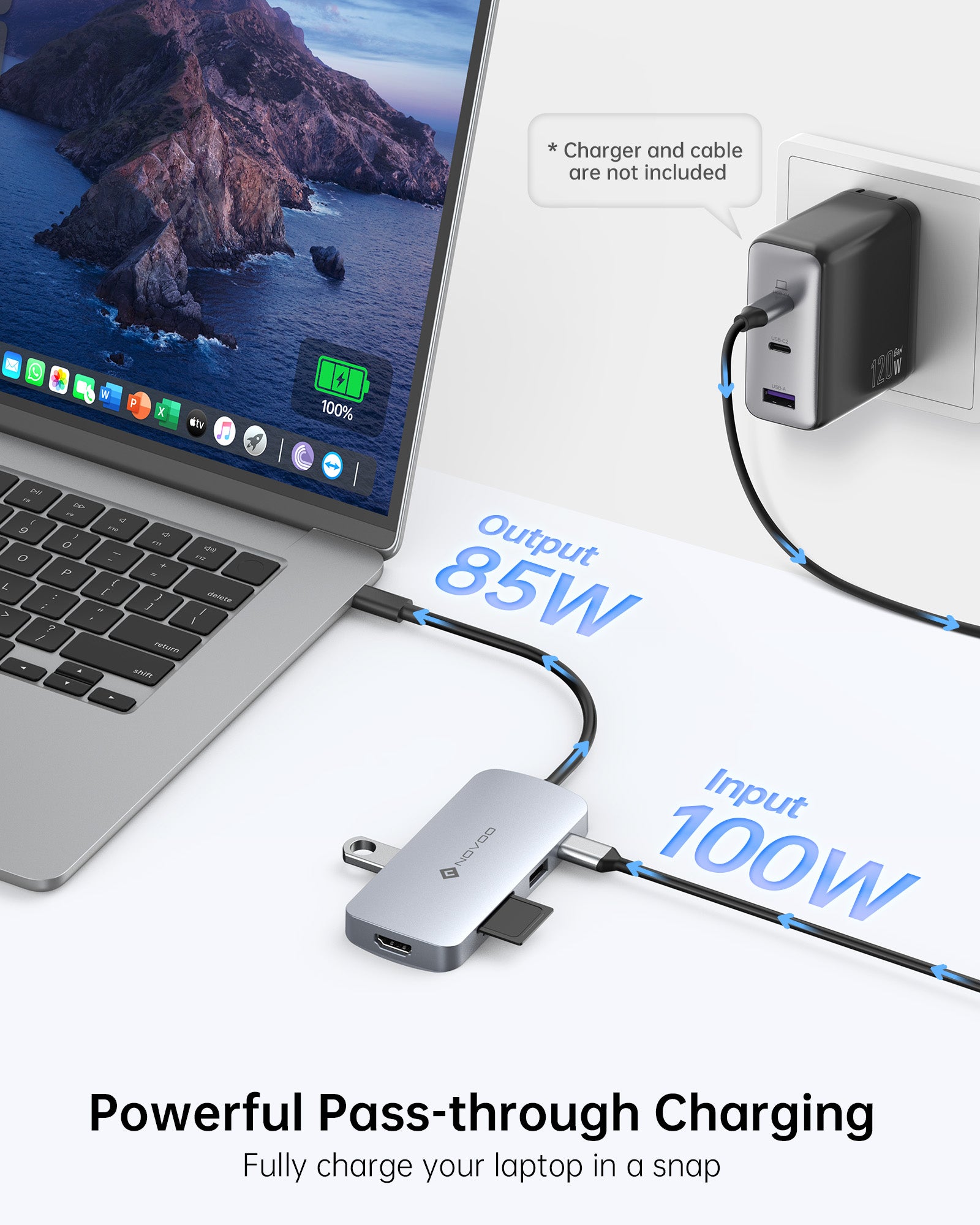 NOVOO 9-in-1 USB C Hub with HDMI, Ethernet, USB 3.0, SD/TF Card Reader - Perfect for MacBook, Chromebook, Laptop & Tablet Connectivity