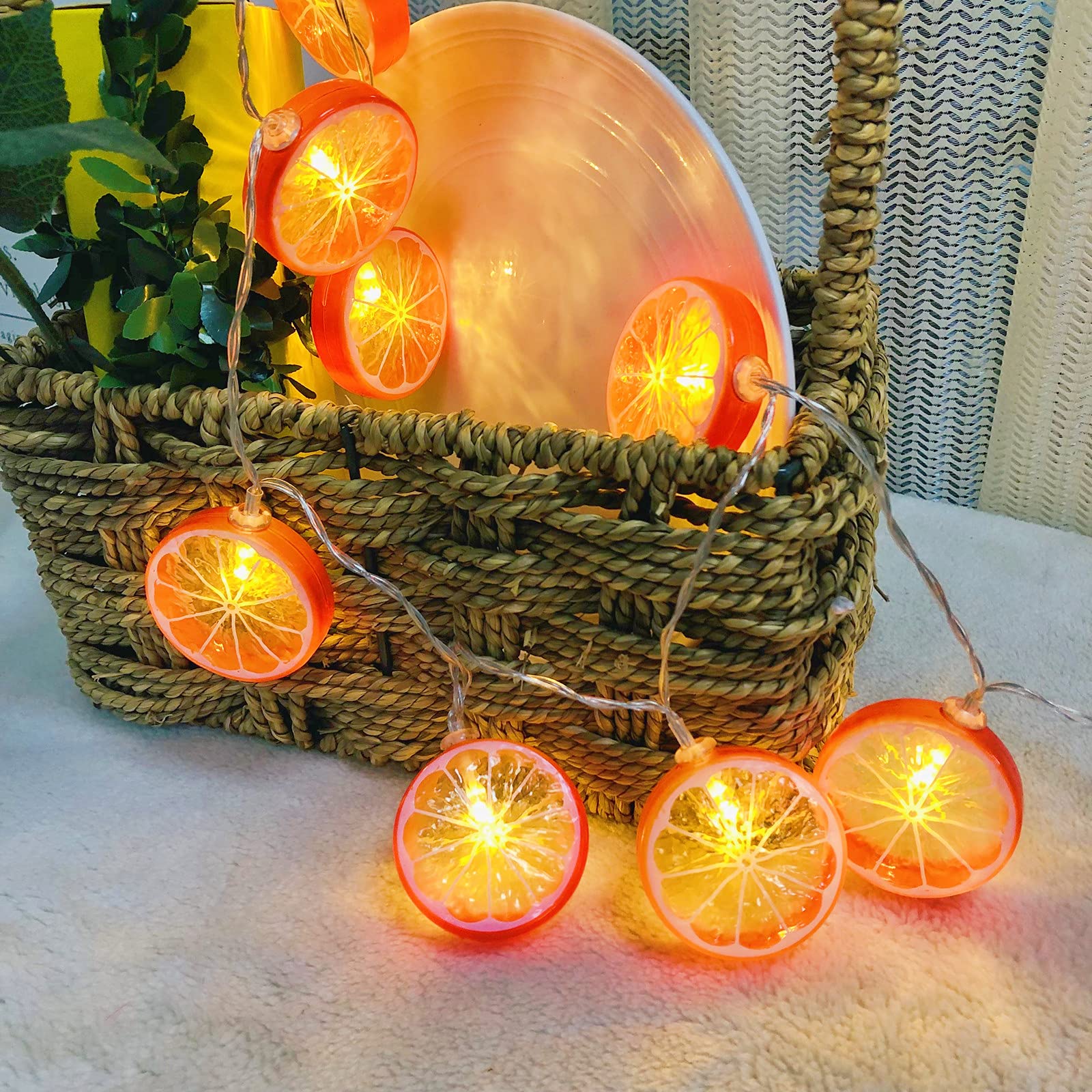 Orange Lemon Fairy String Lights - 20 LED Battery Operated Warm Twinkle Lights for Kitchen, Party, Wedding, Festival & Home Decor - 9.8ft Hanging Decorative Lights - Perfect for Bedroom, Garden, Patio and Outdoor Decorations