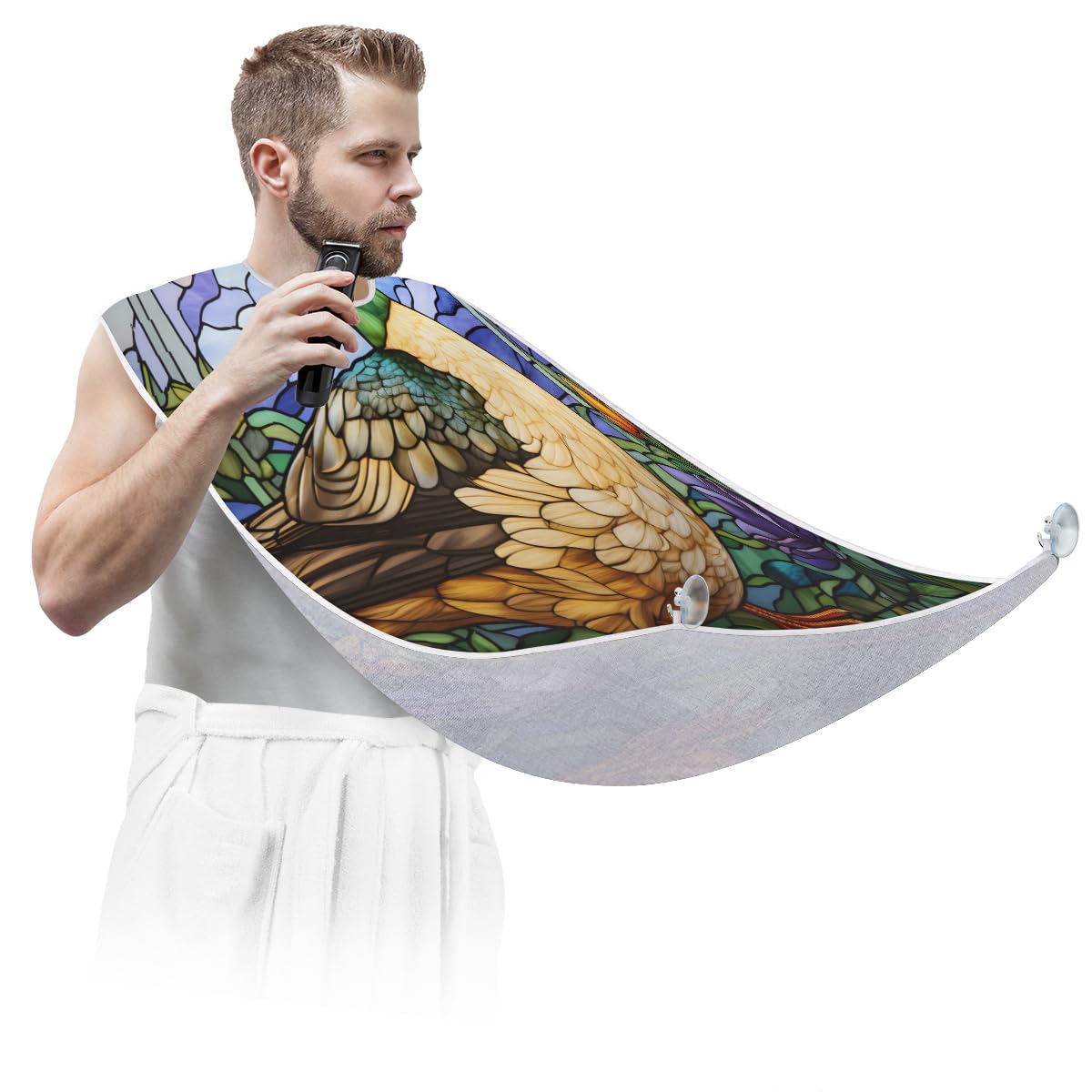**Men's Duck Glass Window Beard Shaving Bib – Waterproof Hair Dye & Makeup Apron for Barbers & Stylists – Sink Hair Catcher & Beard Trimming Tool – Perfect for Home Grooming & Salon Use**
